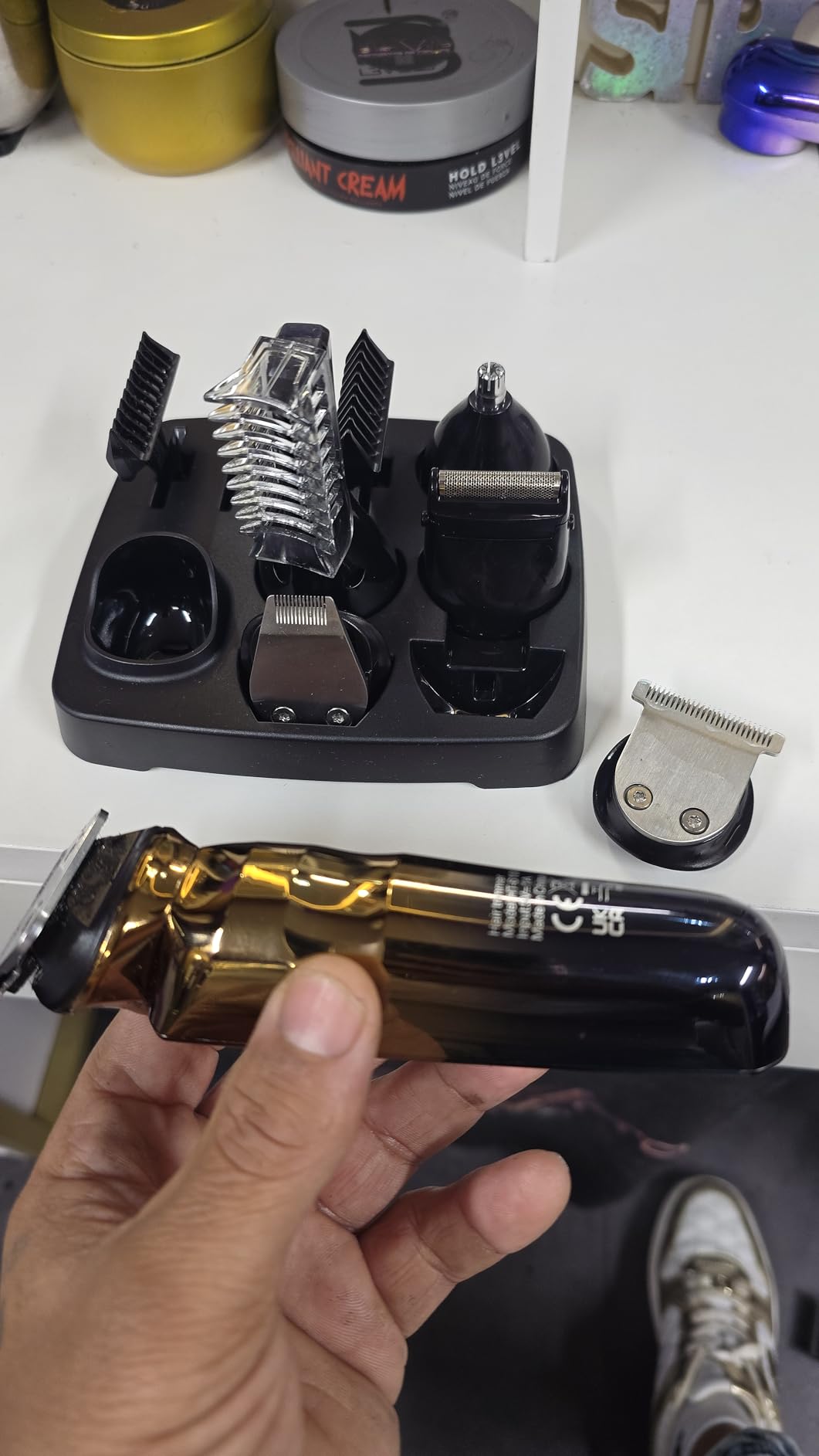 Hatteker Men's Beard Trimmer Kit Electric Razor Shaver Professional Hair Clipper with Zero Gapped T-Blade Nose Ear Beard Body Trimmer for Men Waterproof Cordless Grooming Kit 6 in 1 customer photo 2