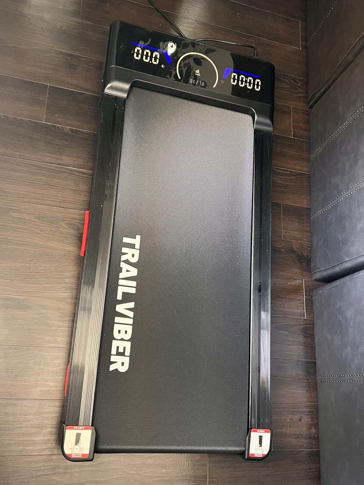 TRAILVIBER Walking Pad Treadmill with 12% 9-Level Auto Incline, 450 lbs Capacity RGB LED Screen, Bluetooth Speaker Under Desk Treadmill, Compact Treadmills for Home Hiking, Black customer photo 2