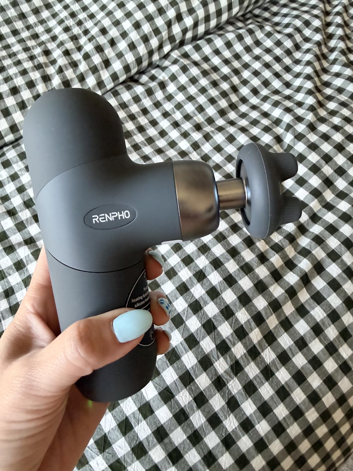 RENPHO Mini Thermal Massage Gun with Heat, Portable Deep Tissue Percussion Massager with 4 Heads for Neck & Back Comfort, Ultra-Quiet for Home, Office & Travel, Carry Case customer photo 1
