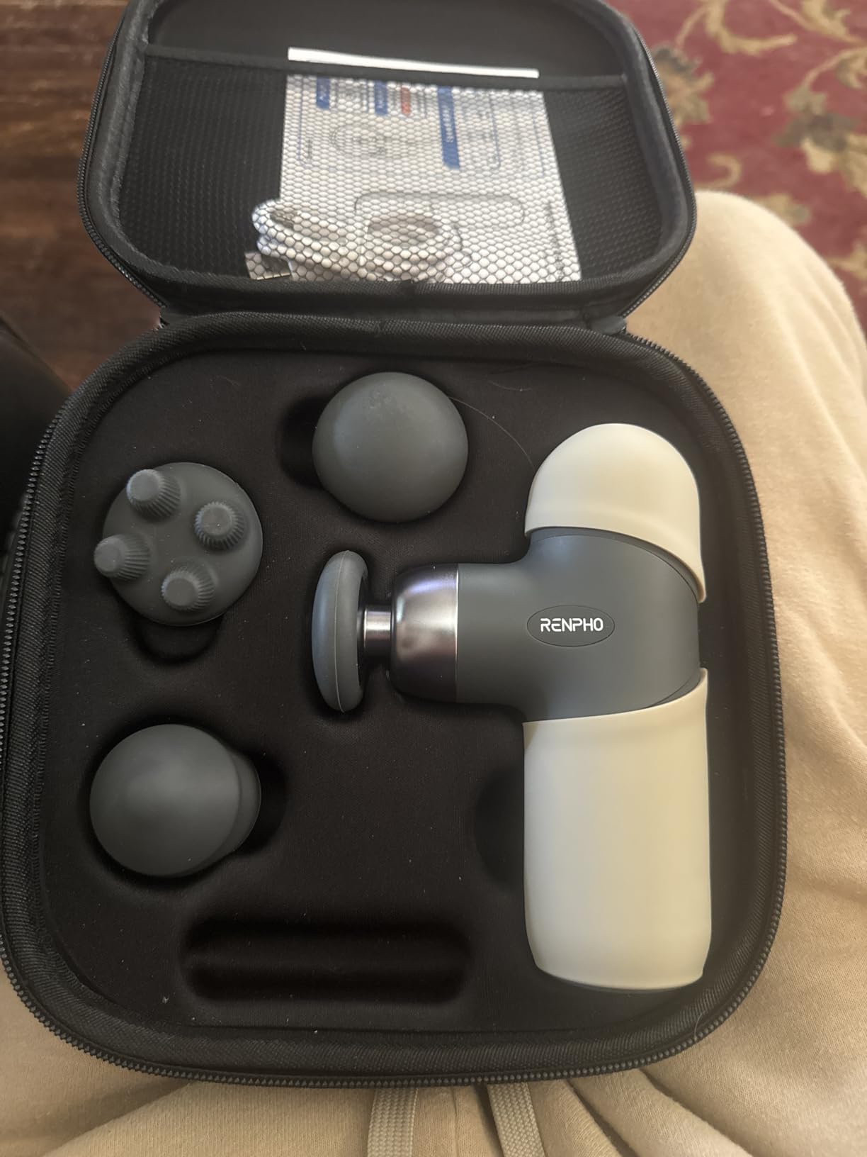 RENPHO Mini Thermal Massage Gun with Heat, Portable Deep Tissue Percussion Massager with 4 Heads for Neck & Back Comfort, Ultra-Quiet for Home, Office & Travel, Carry Case customer photo 2