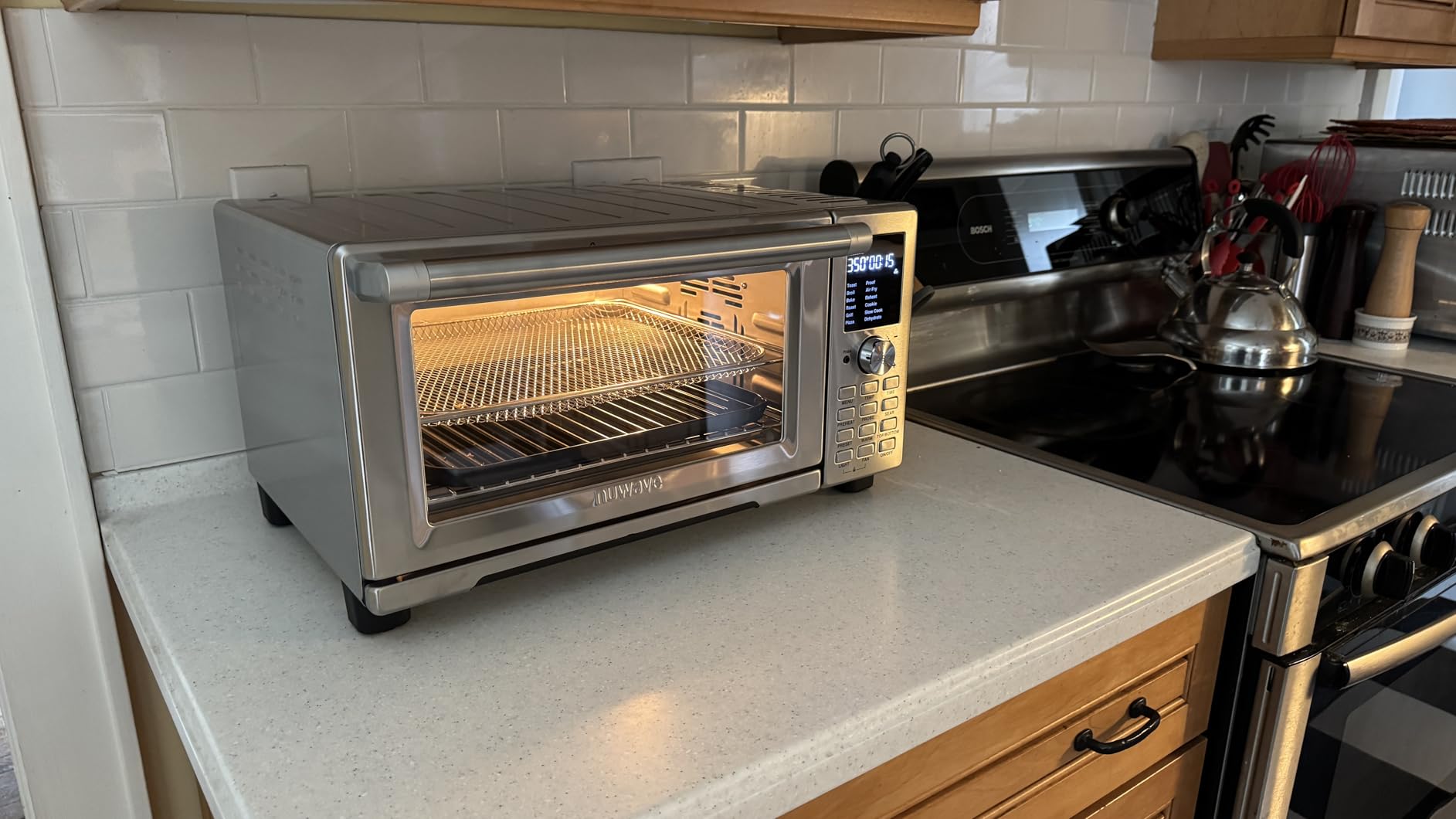 Nuwave Bravo XL Pro Air Fryer Toaster Oven with Grill Combo, 2025 New Ultra-Fast Convection System, 35% Crispier, 2X More Even, 142 Presets, 50-500F, Smarter Probe, PFAS Free, 30QT, Stainless Steel customer photo 2