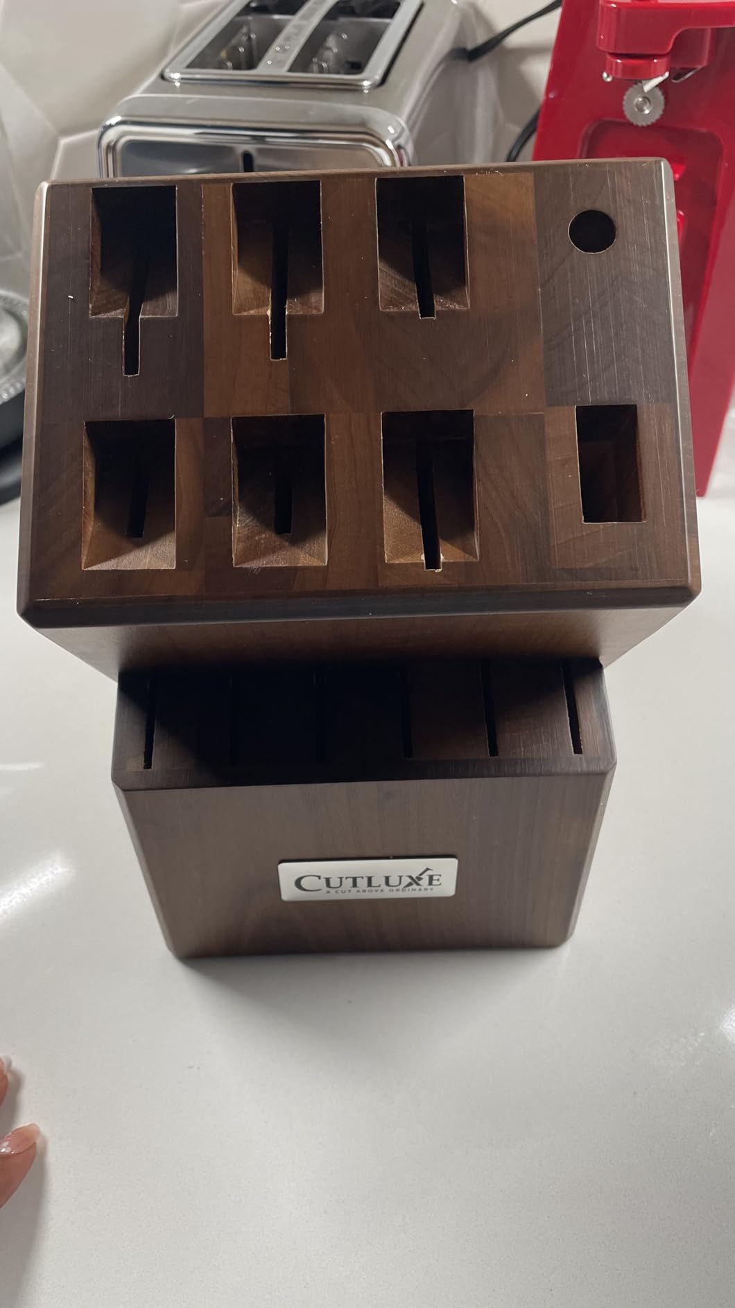 Cutluxe 15-Piece Knife Set - High Carbon German Steel Blades, Full Tang Design & Ergonomic Pakkawood Handles in Walnut Wood Block - Artisan Series customer photo 2