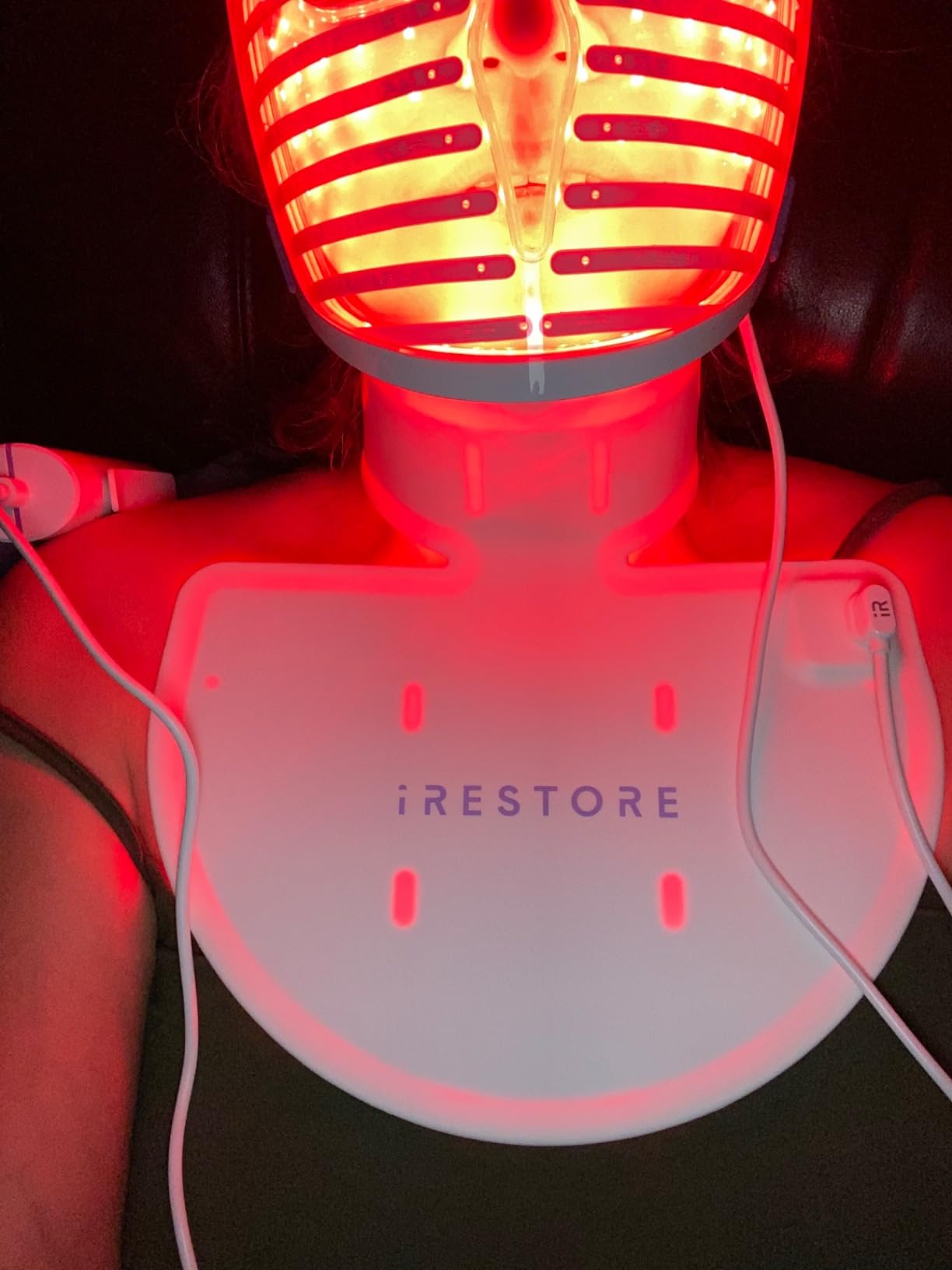 iRestore Illumina LED Neck & Chest Anti Aging Mask - for Smoother, Firmer and Glowing Skin at Home - Red and Infrared Light Therapy for Neck - Red Light Skincare Device with 230 LEDs (White) customer photo 1