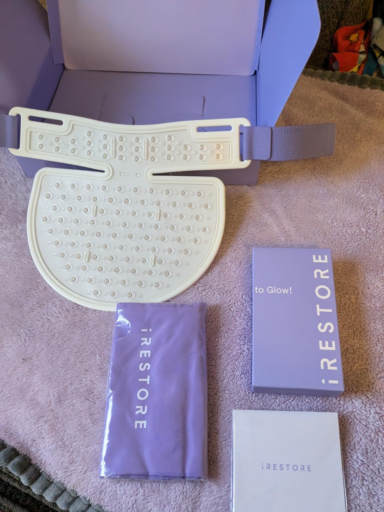 iRestore Illumina LED Neck & Chest Anti Aging Mask - for Smoother, Firmer and Glowing Skin at Home - Red and Infrared Light Therapy for Neck - Red Light Skincare Device with 230 LEDs (White) customer photo 2