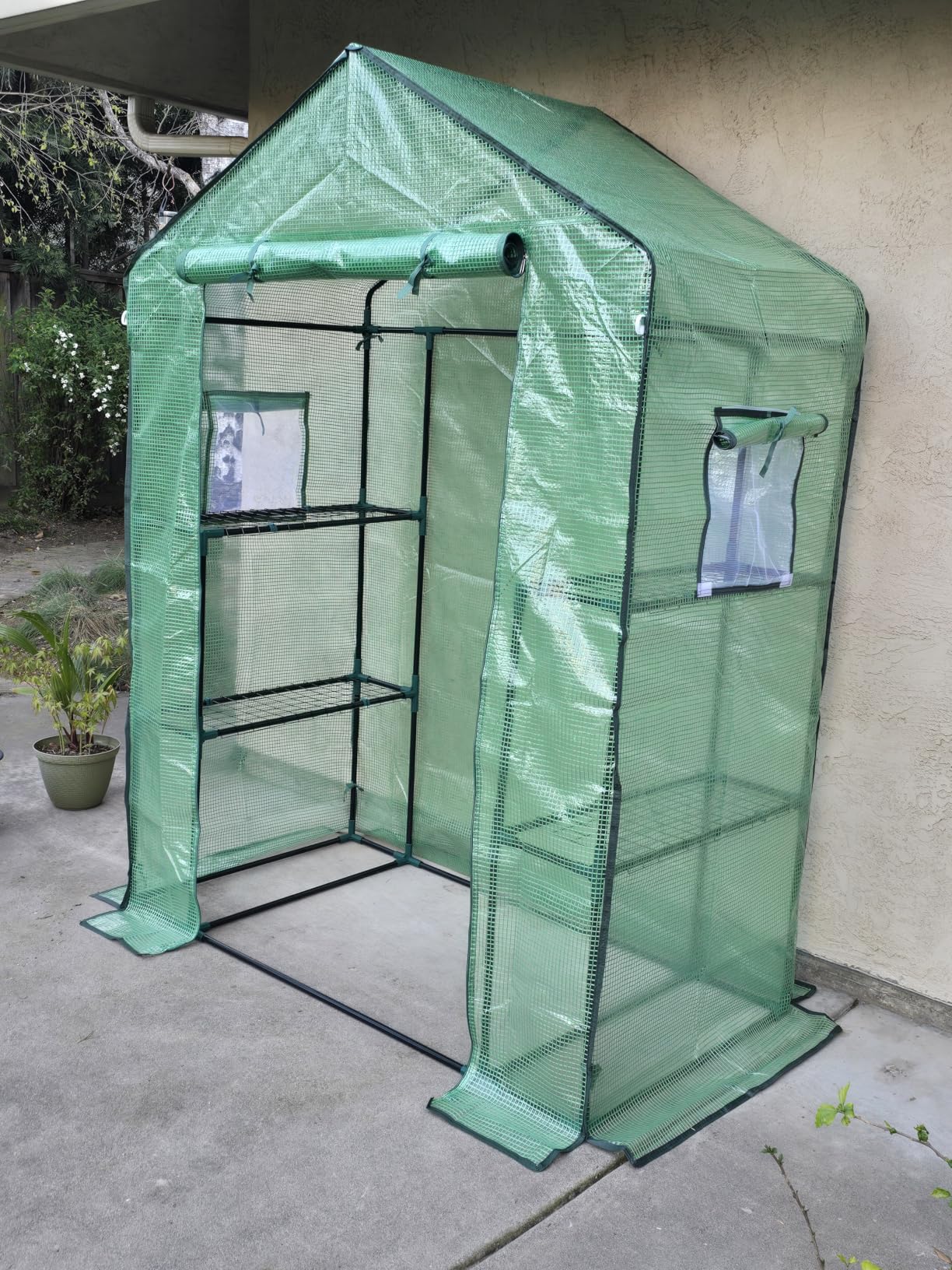 Greengro Greenhouse, 28 x 57 x 76'' Greenhouses for Outdoors, Small Plant Green House with Screen Windows, 3 Tiers 4 Shelves, Durable PE Cover, Plastic Portable Walk in Greenhouses for Outside Indoor customer photo 2