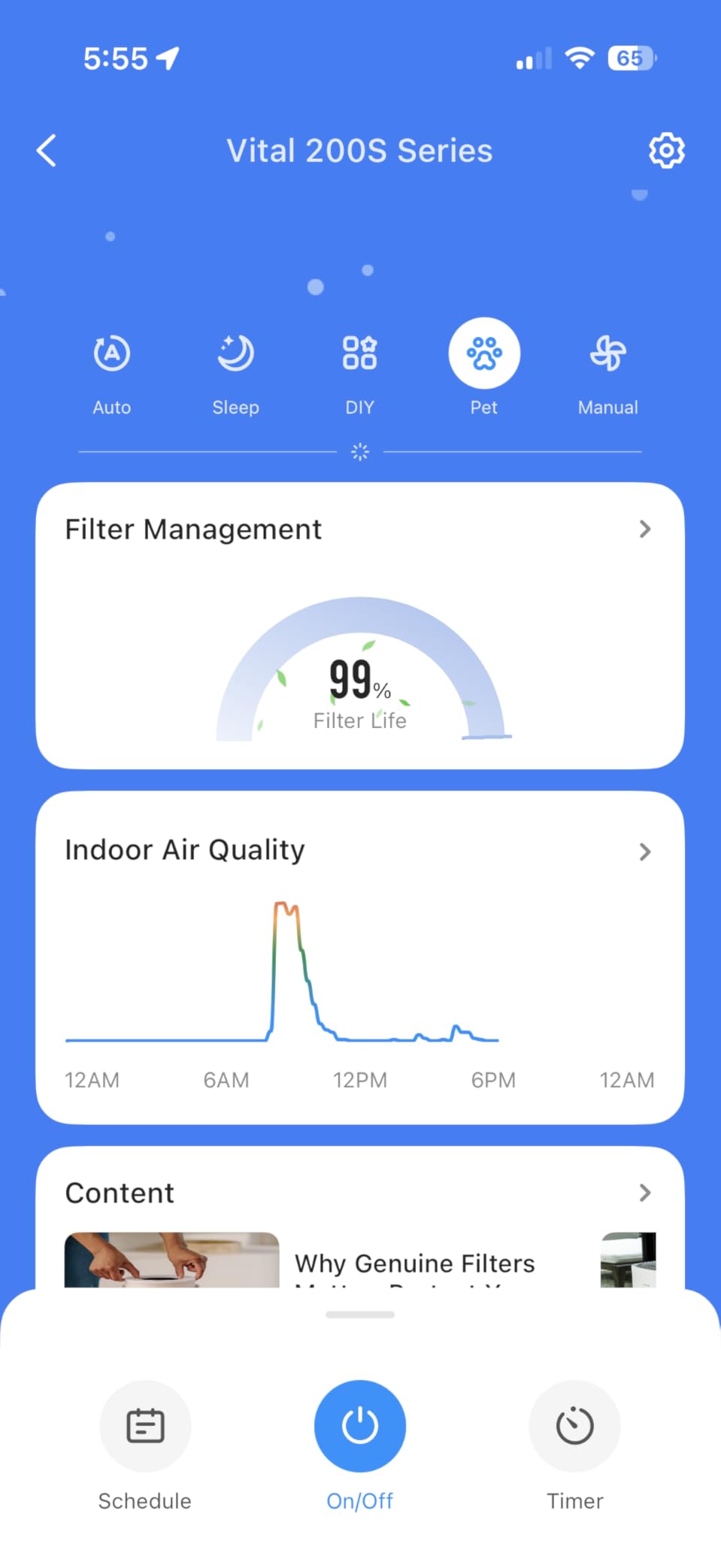 LEVOIT Air Purifier for Home Bedroom with HEPA Filter, White Noise Sound Machine and Blue Light-Safe Night Light Support Better Sleep, AHAM VERIFIDE, 5 Air Quality Monitor, Smart WiFi, Sprout customer photo 2