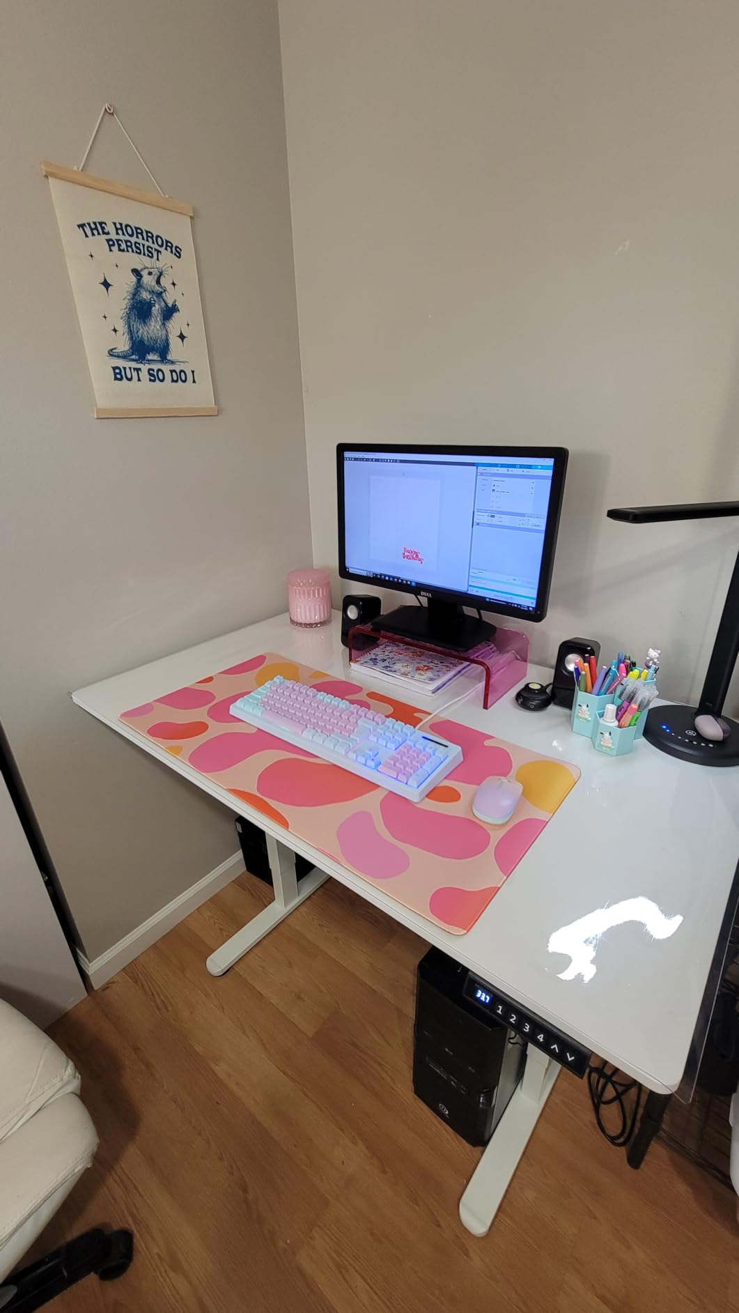 HUANUO Electric Standing Desks, Whole Piece Desktop, Adjustable Height Computer Desk, 4 Height Memory Settings, Sit Stand Up Desk for Home Office, 60