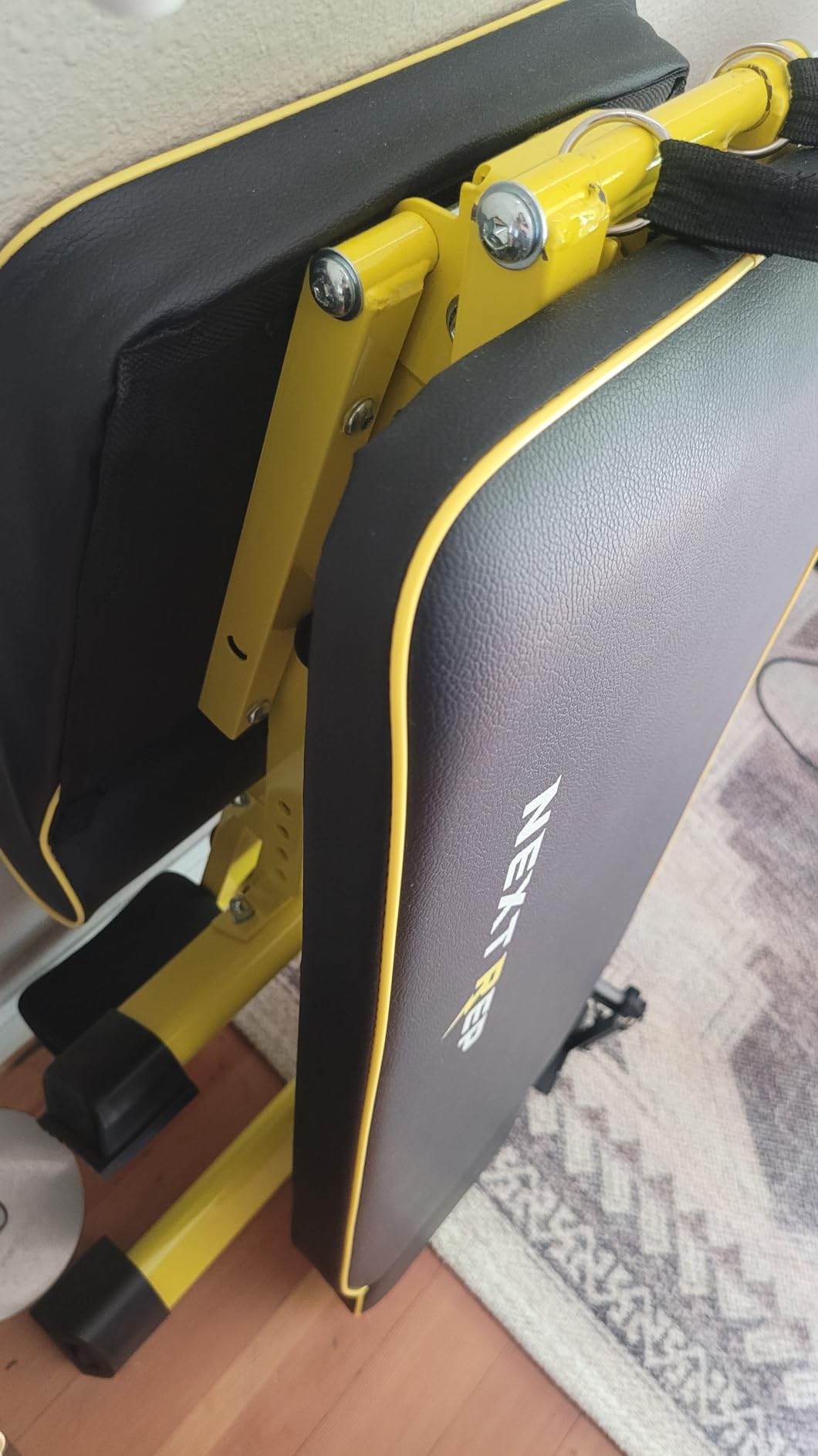 Adjustable Weight Bench, 1000 LB Fast Folding Workout Bench for Home Gym Strength Training, Incline Decline Flat Utility Bench Press for Full Body Workout, Upright Storage Yellow Exercise Bench customer photo 1