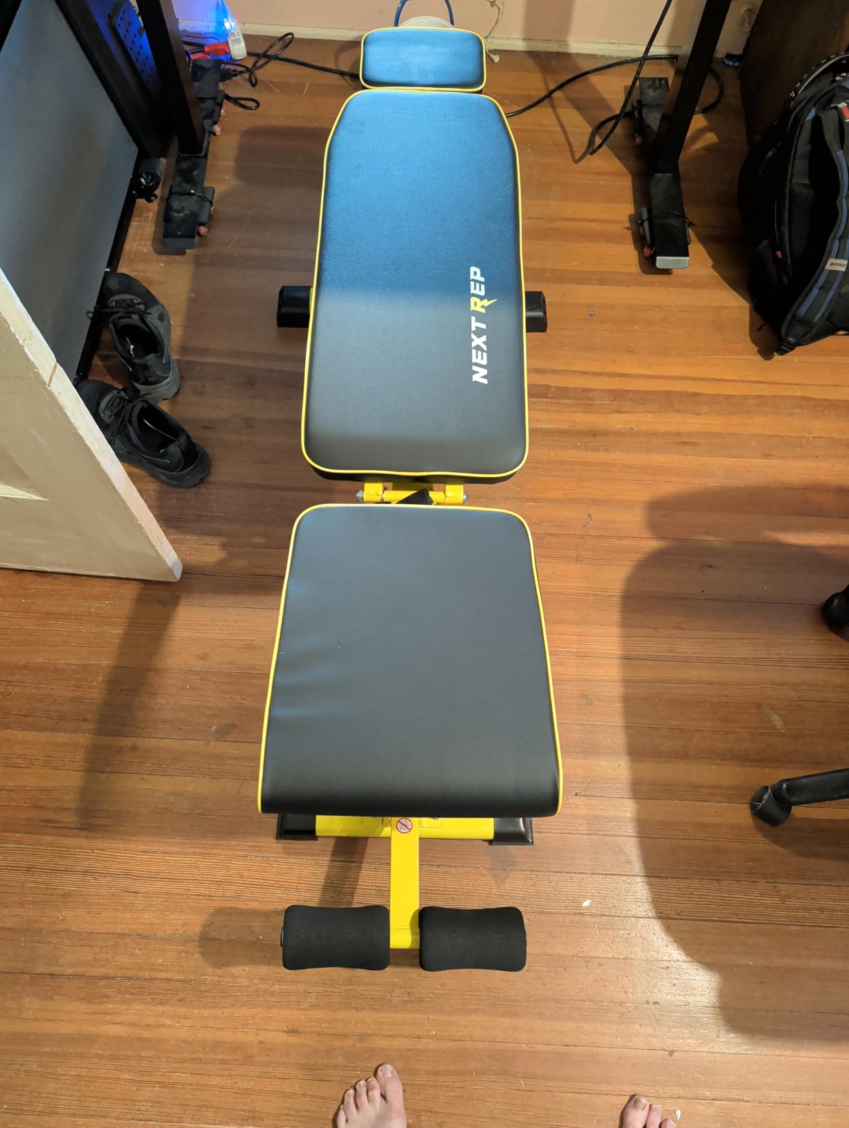 Adjustable Weight Bench, 1000 LB Fast Folding Workout Bench for Home Gym Strength Training, Incline Decline Flat Utility Bench Press for Full Body Workout, Upright Storage Yellow Exercise Bench customer photo 2