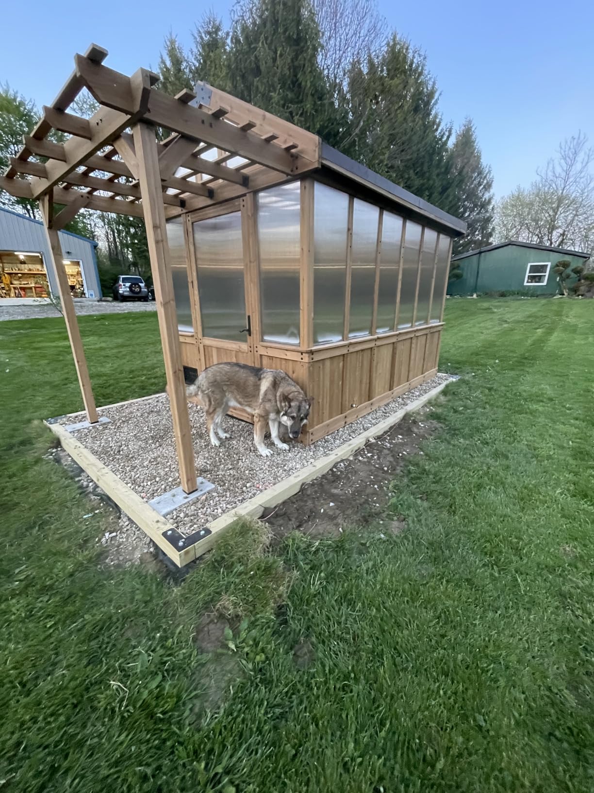 Backyard Discovery Bellerose XL 13' x 11' Cedar Wood and Polycarbonate Walk-in Greenhouse Kit with Pergola, Exhaust Fan, Windows, Hose Hook-Ups, PowerPort, Staging Shelves for Outdoor Gardening customer photo 1