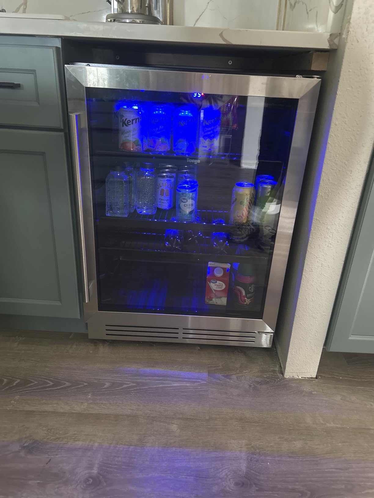 Yeego Beverage Refrigerator & Drink Fridge - 24 inch 180 Cans Beer Cooler Glass Door, 34-54F Under Counter Refrigerator Built-in for Drink Soda Wine for Bar Office Bedroom customer photo 1