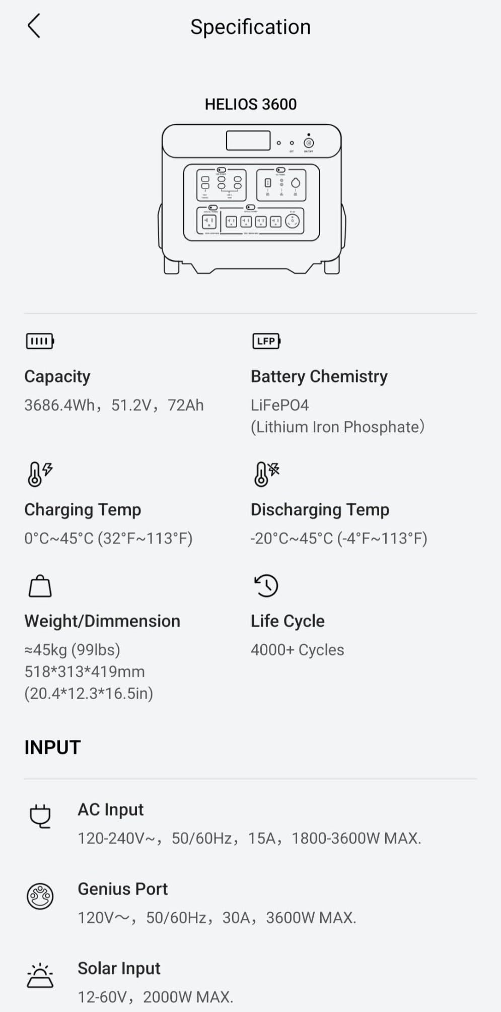 GROWATT HELIOS 3600 Portable Power Station, 3600Wh LFP Battery, Expandable to 240V/7200W AC Output, Up to 36kWh, Solar Electric Generator for Whole House Backup, RVs, Emergencies customer photo 2