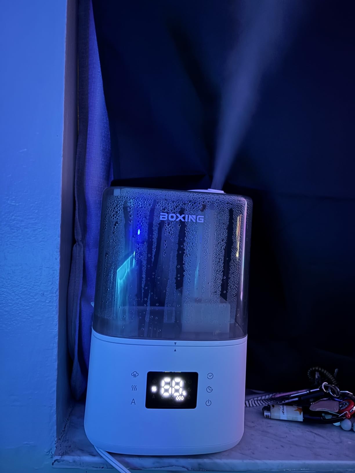 BOXING 4.5L Warm and Cool Mist Ultrasonic Humidifier for Bedroom Large Room, Top Fill Essential Oil Diffuser with Remote, Auto Shut-Off Quiet Sleep Mode, Humidistat, Timer, BPA-Free, 45H Runtime customer photo 1