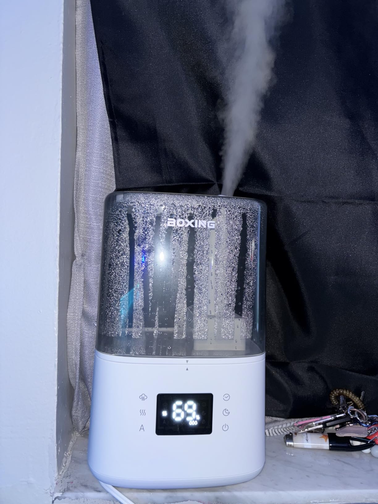 BOXING 4.5L Warm and Cool Mist Ultrasonic Humidifier for Bedroom Large Room, Top Fill Essential Oil Diffuser with Remote, Auto Shut-Off Quiet Sleep Mode, Humidistat, Timer, BPA-Free, 45H Runtime customer photo 2