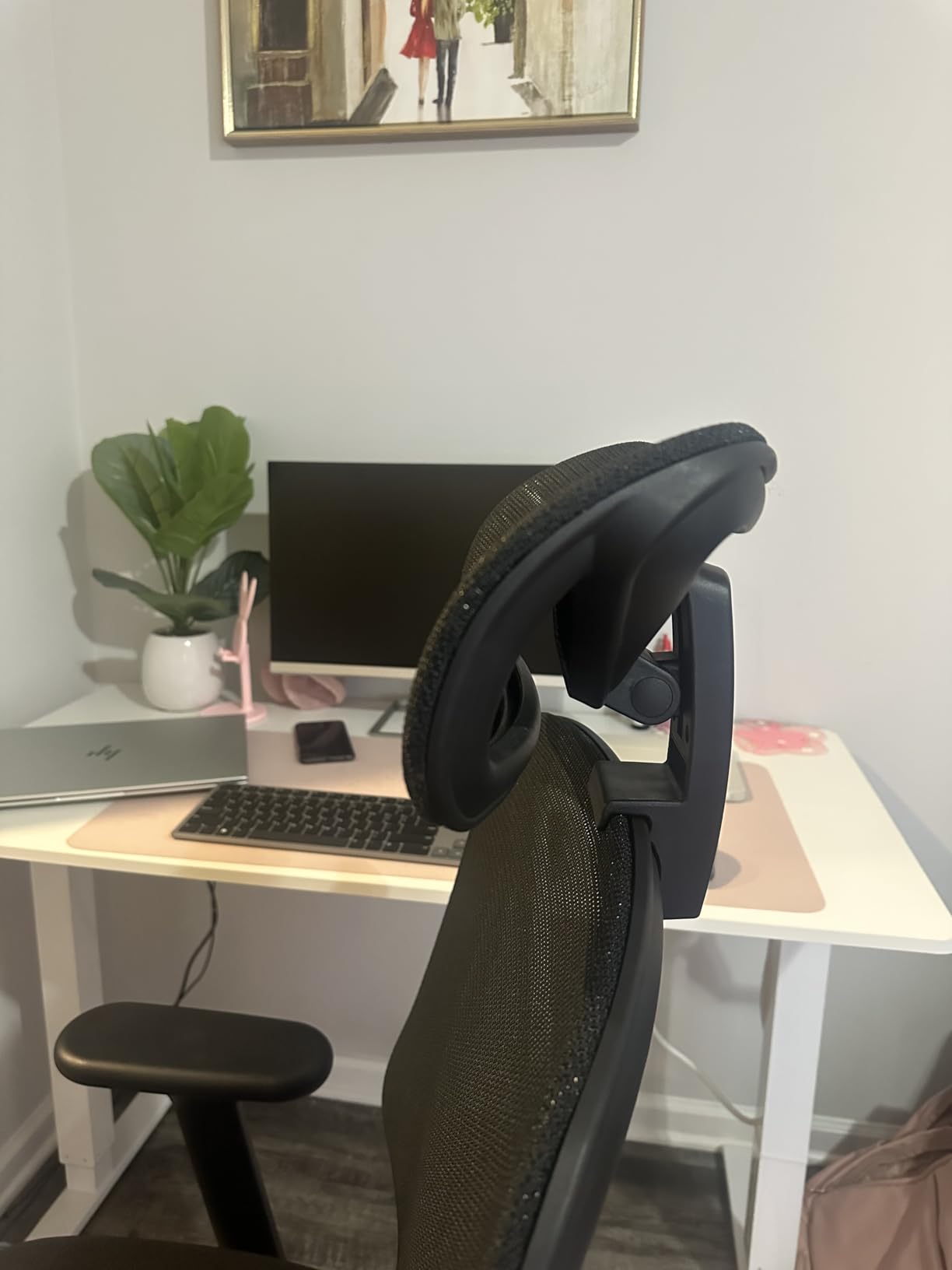 HOLLUDLE Ergonomic Mesh Office Chair - 3D Adjustable Lumbar Support & 3D Armrests, V-Shaped Back, Adjustable Desk Chair for Office & Home, Black customer photo 2