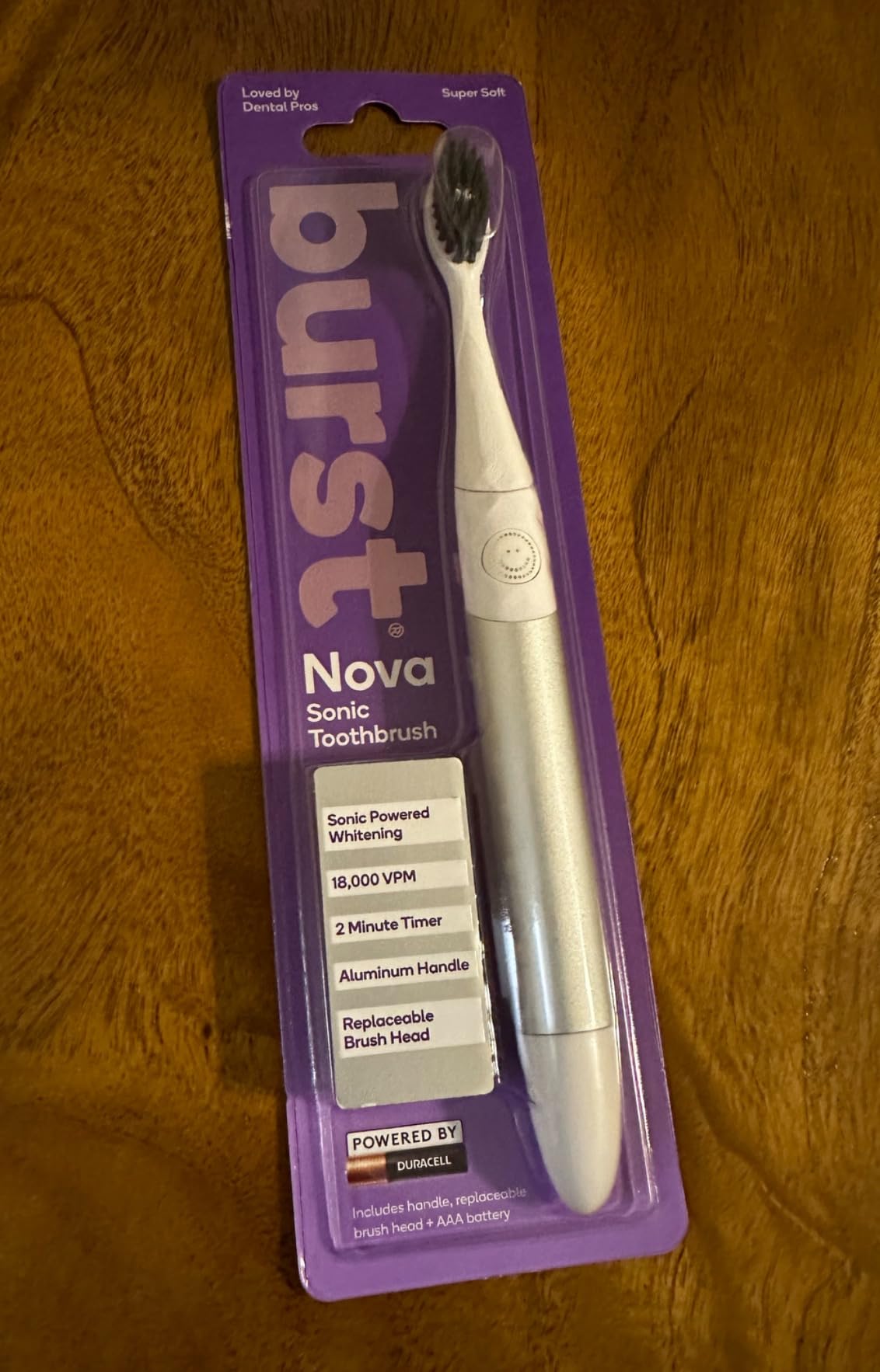 Burst Nova Toothbrush (Pink) | Sonic Powered Teeth Whitening | Super-Soft Bristles | 18000 VPM | 2 Minute Timer | Aluminum Handle | Replaceable Brush Head | Compact Size | with AAA Battery customer photo 1