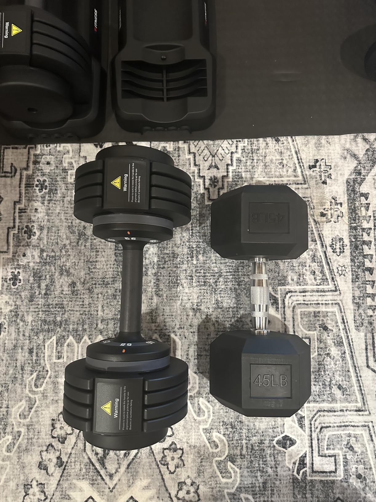 Rendpas Adjustable Dumbbells Set of 2, 5-in-1/10-in-1/16-in-1 Quick-Lock Hand Weights 25/55/80 lbs Pair, Anti-Slip Handle Free Weights Set in Home Gym for Men and Women customer photo 1