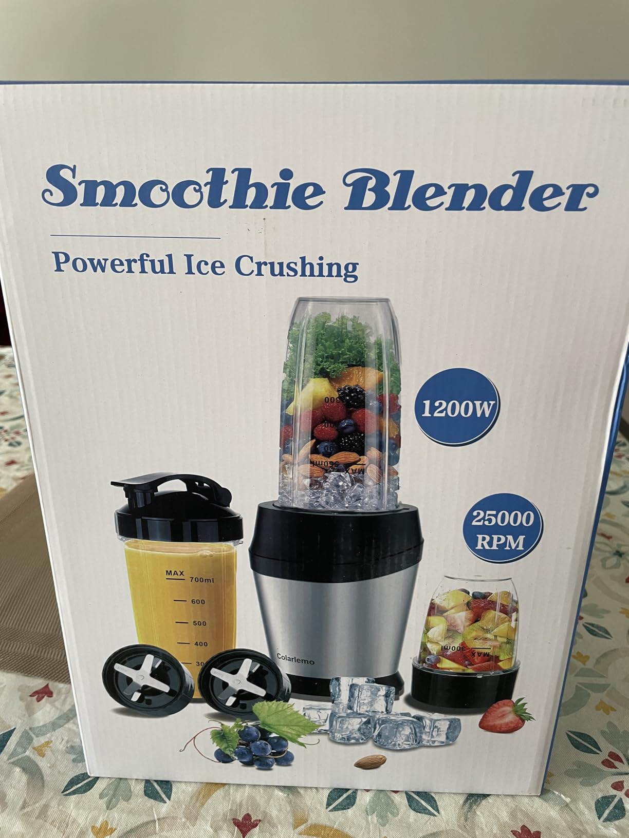 Colarlemo 12-Piece Smoothie Blender Maker 25,000 RPM Personal Blender for Ice Crushing Smoothies & Frozen Drinks Nuts with 23oz, 32oz, 37oz Portable Cups Two 6-Leaf Stainless Steel Blades, Silver customer photo 1