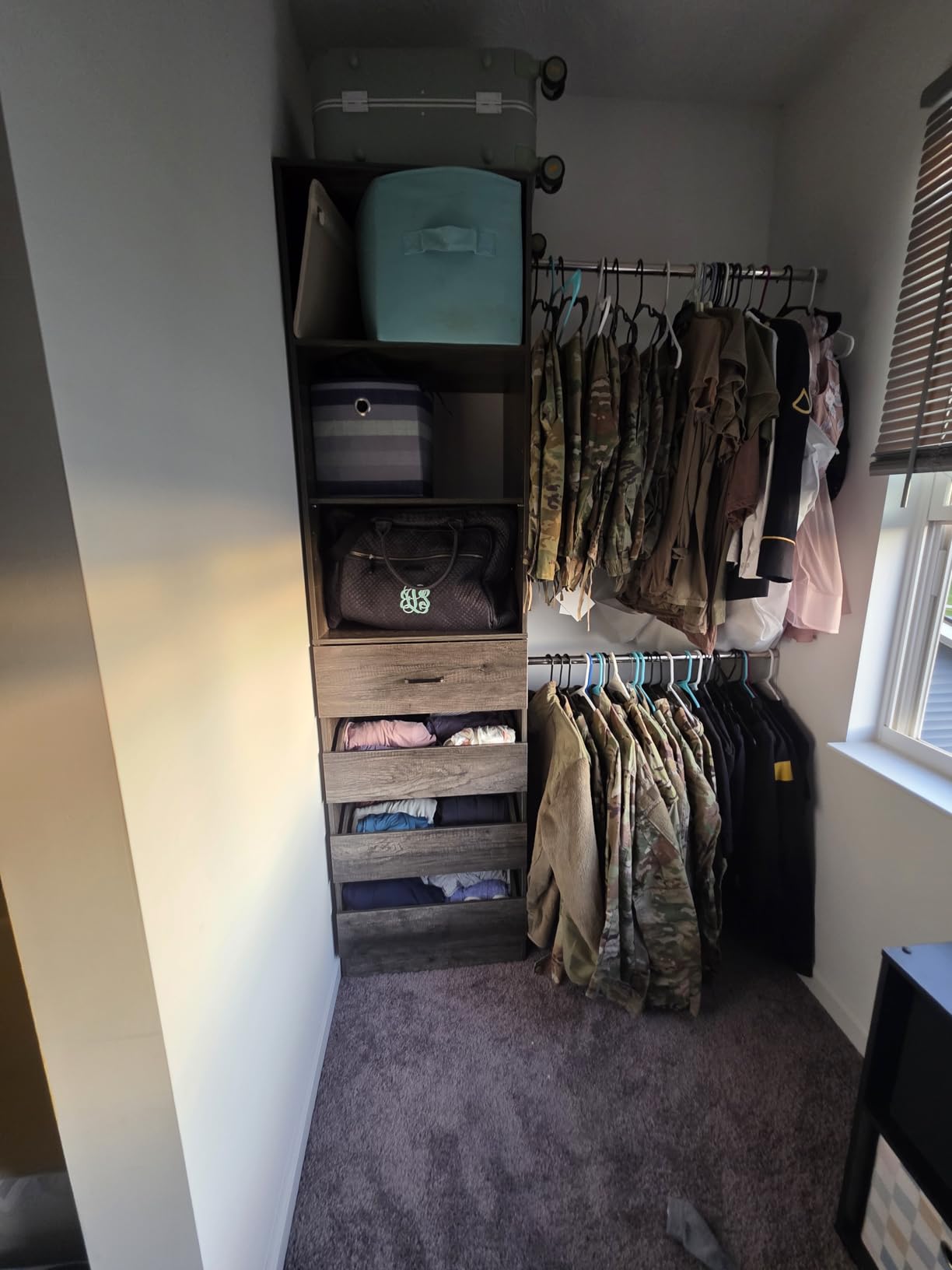 Aheaplus Closet System, 4-9Ft Closet Organizer with 4 Wooden Drawers, Wood Closet Organizer System with Tower, Walk-in Closet Organizer Wardrobe Clothes Rack with 4 Hanging Rods customer photo 2