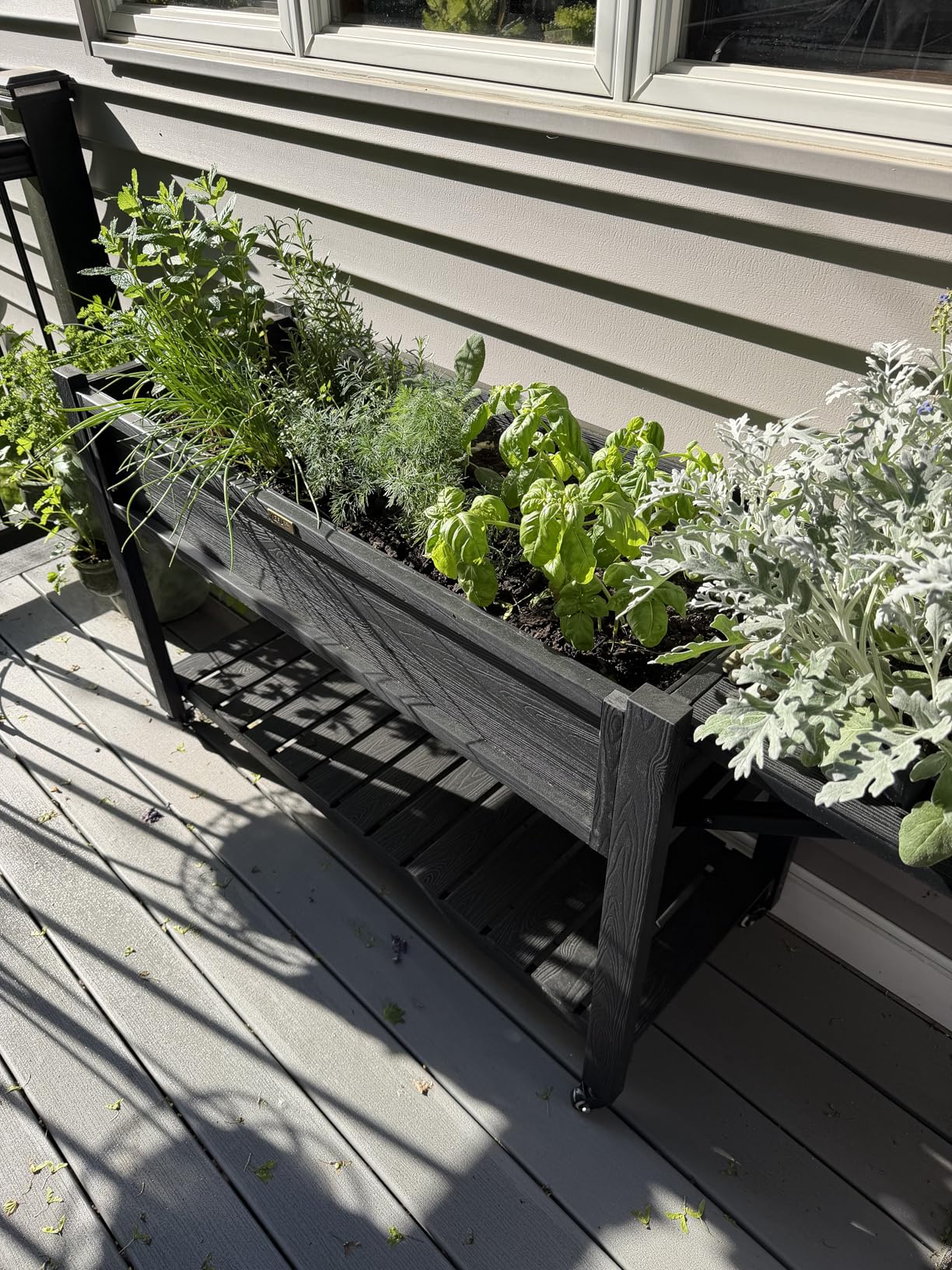 YEFU Raised Garden Bed with Legs: 57x18x30in Weight Capacity 400lb - Waterproof Raised Planter Box with Wheels - Elevated Garden Bed with Storage Shelf - Weather Resistant customer photo 1