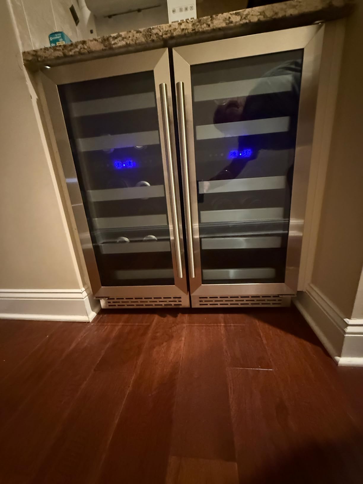 15 Inch Wine Fridge Under Counter, 28 Bottles Dual Zone Wine Cooler Refrigerator, 40-65F, Stainless Steel Mini Chiller with Double Tempered Glass & Removable Shelves, Freestanding/Built-in customer photo 1