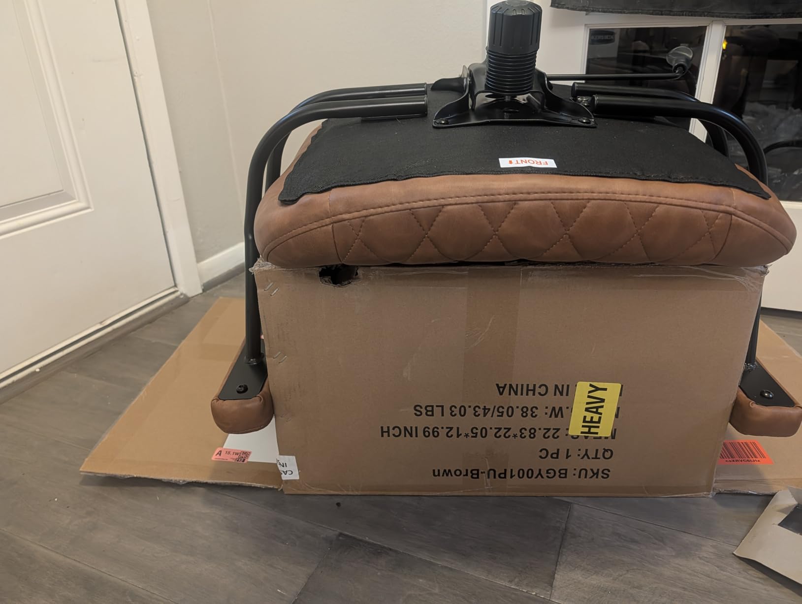 YFO Home Office Desk Chair High Back Office Rubber Casters Ergonomic Computer Chair with Lumbar Support Adjustable Height Rolling Swivel Chair Executive Task Armrests, Brown Leather customer photo 2