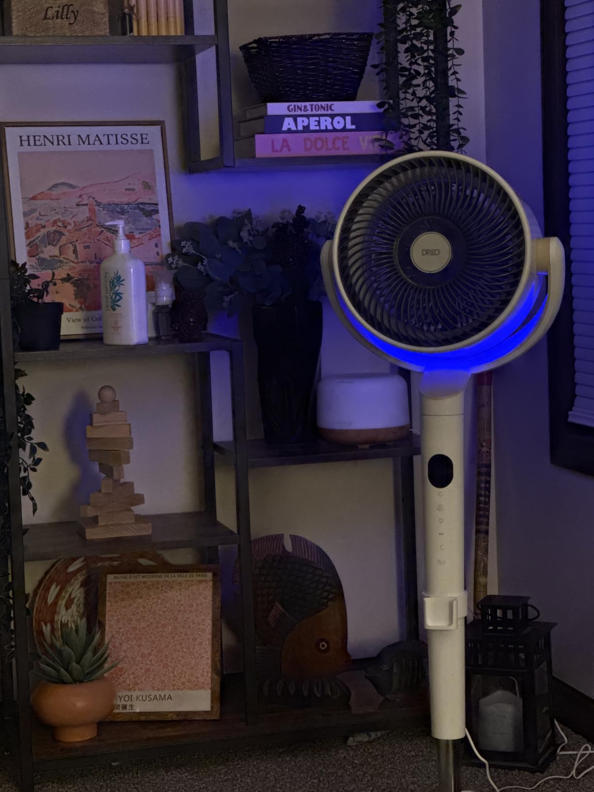 DREO Smart Fan for Bedroom, 120° +120° Omni-Directional Oscillating Fans, 100ft Quiet Pedestal Fan with RGB Light, 9 Speeds, 6 Modes, 20dB, 8H Timer, Wi-Fi/Voice/Alexa, 35-40