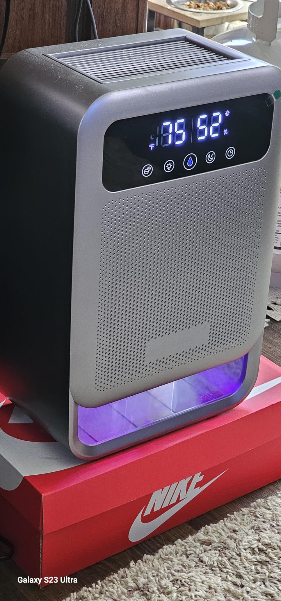 Frizzlife Air Dehumidifier, 135oz Water Tank W/Purifying Function, Quiet Small Dehumidifiers With Sleep Mode For Home, Bedroom, Bathroom, Basement W/Auto Shut Off, 7 Colors LED Light, Black customer photo 1