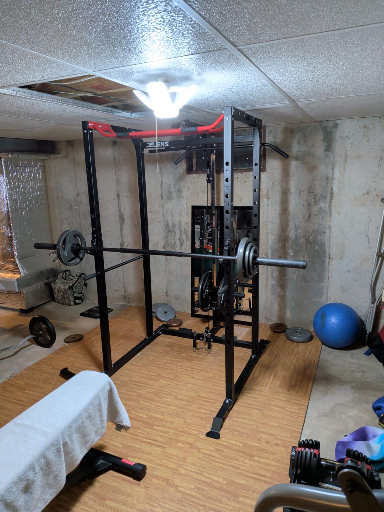JELENS S11 Power Cage, 2000LB Multi-Function Power Rack with LAT Pulldown, Squat Rack with Adjustable Pulley System and Training Attachments, Weight Rack for Home Gym customer photo 1