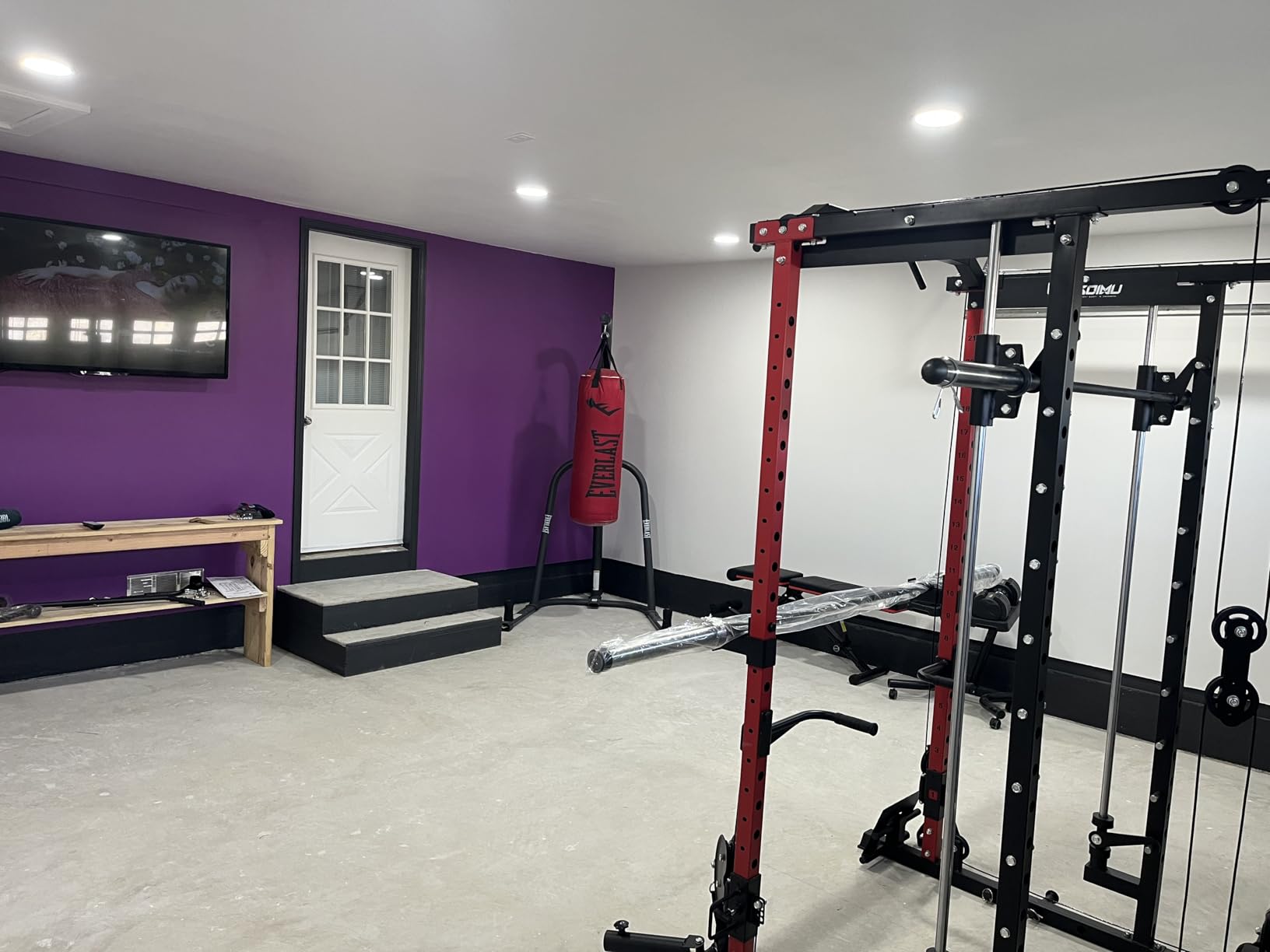 S1-V4 Smith Machine, 2000LBS Power Cage with Cable Crossover System, All-in-One Squat Rack with Smith Bar, Strength Training Equipment for Home Gym customer photo 2