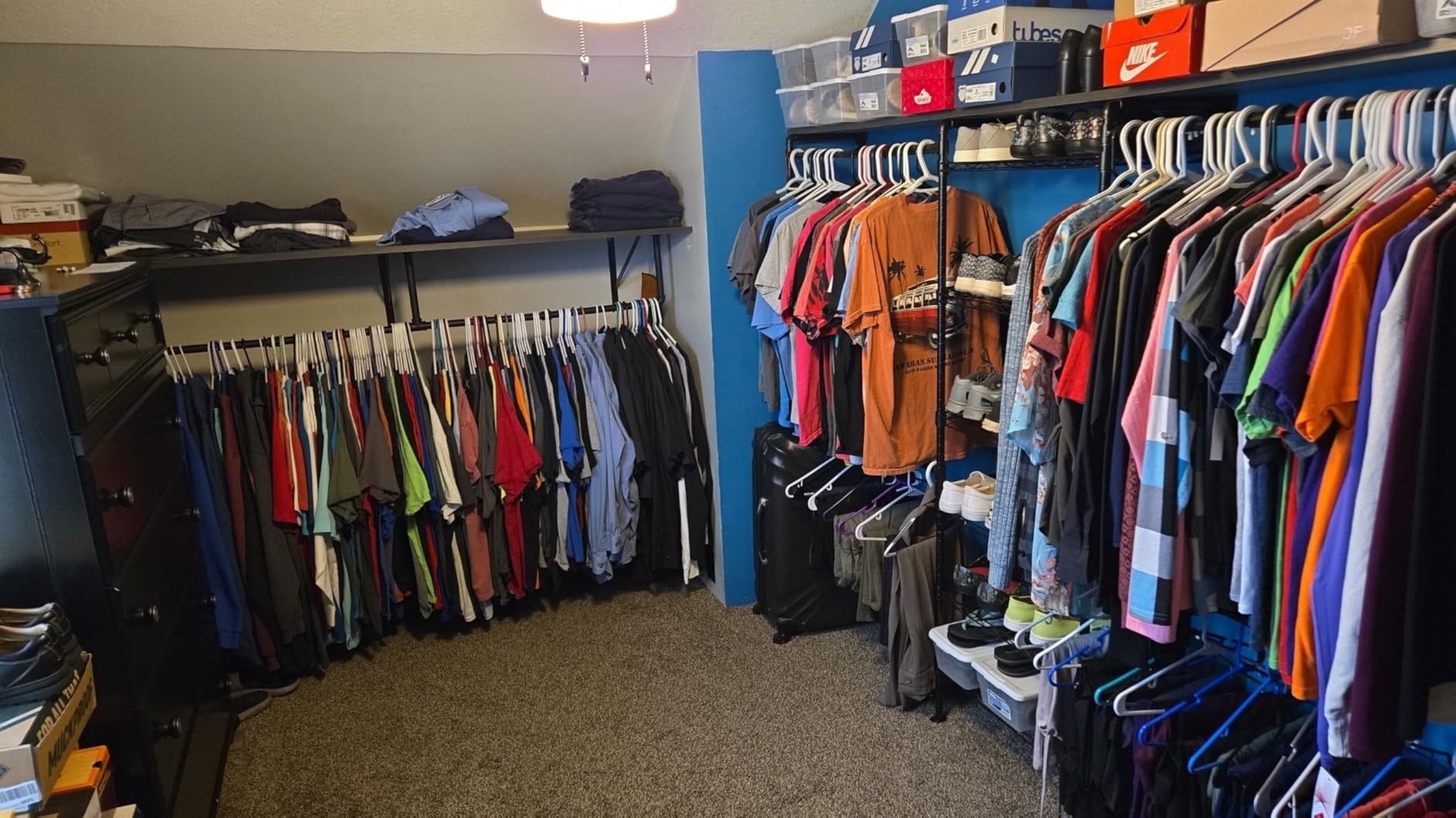 ONBRILL H3 Expandable Wall Mounted Closet System, 5.4FT-8.1FT Closet Organizer with 4 Telescopic Rods & 6 Wire Shelves, Industrial Pipe Clothing Rack for Walk-in & Reach-in Closet customer photo 1