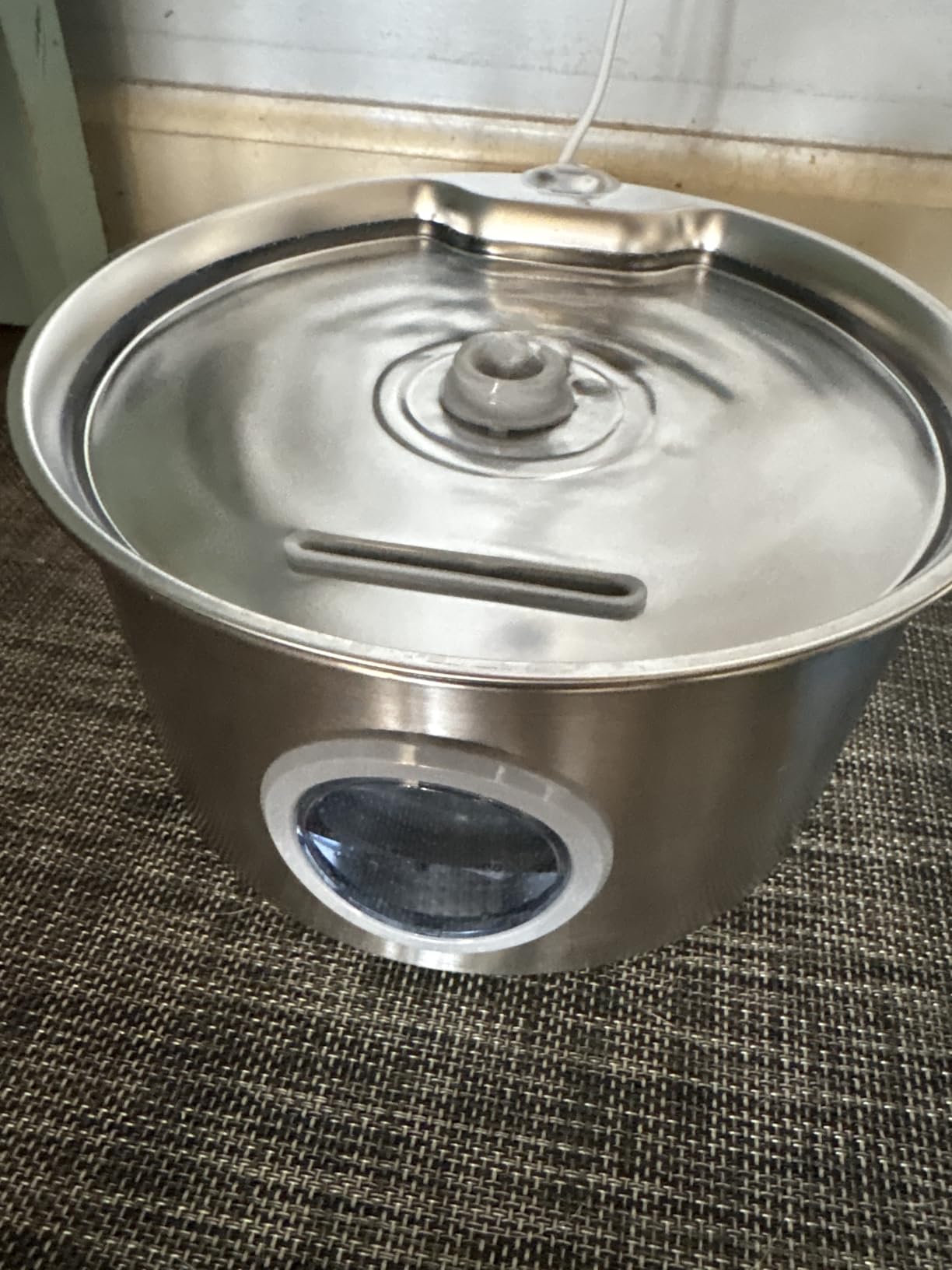 Stainless Steel Cat Water Fountain: 88oz/2.6L Ultra Quiet Pet Fountain with Flower Kitty Spout & LED Blue Light Water Dispenser with Water Level Window for Cats/Dogs Indoor (Silver) - IHOUONE customer photo 2