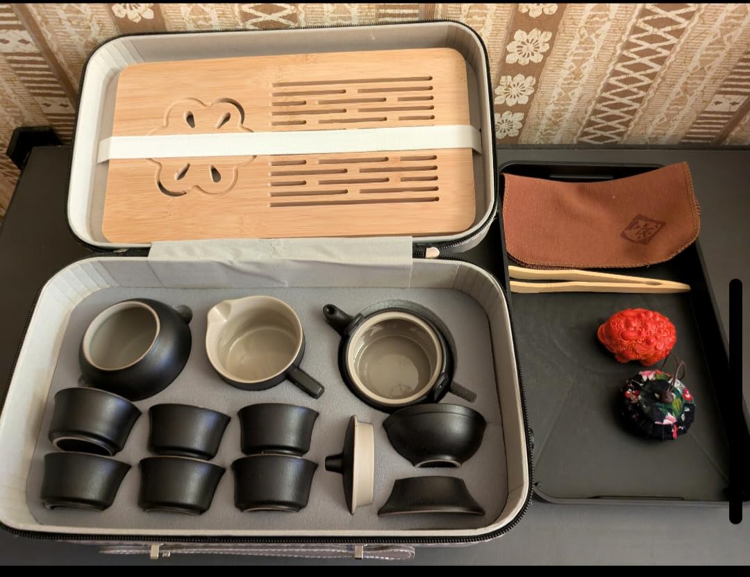 Chinese Tea Set, Gongfu Tea Sets for Adults, Asian Gaiwan Teaset, 14-Piece Yangzhi Jade (羊脂玉茶具) with Suspended Gaiwan & Tea Pet, Portable Travel Teaset for Home, Outdoor, Office Gifts customer photo 2