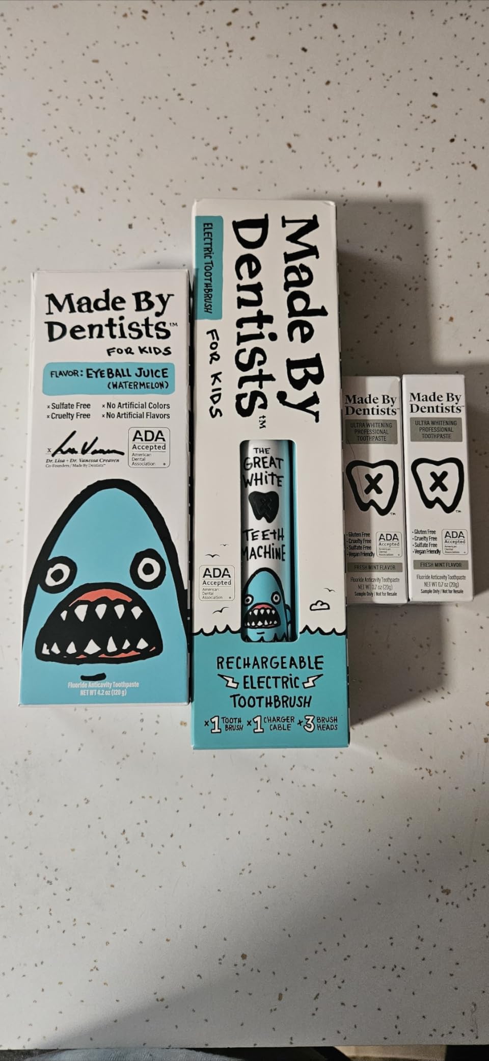 Made by Dentists Kids Electric Toothbrush - Rechargeable Vibrating Toothbrush with Timer, Includes 6 Replacement Heads, Gently Cleans Teeth, Kid & Toddlers Age 2+, Shark customer photo 1