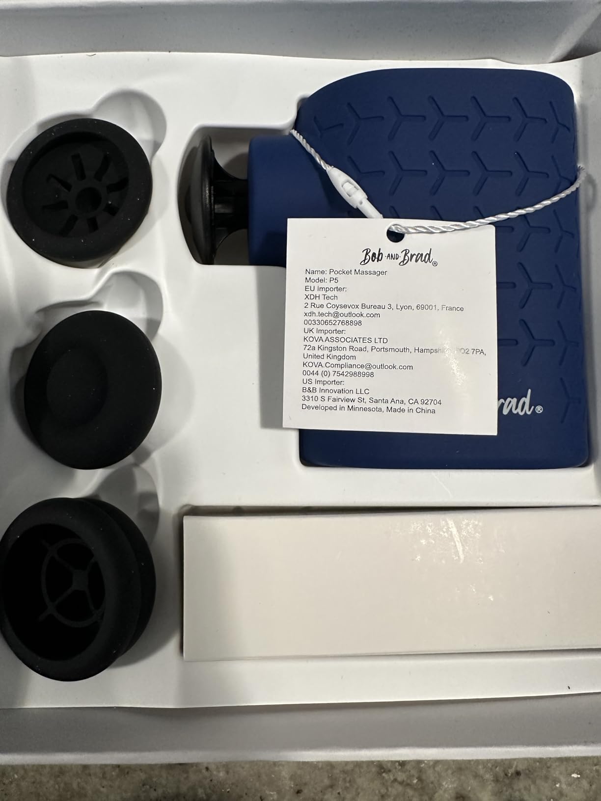 BOB AND BRAD P5 Mini Massage Gun - Travel Size Deep Tissue Percussion Massager for Pain Relief & Recovery, FSA-HSA Eligible, Quiet Handheld Massager with 3 Heads, Gift for Women & Men customer photo 1