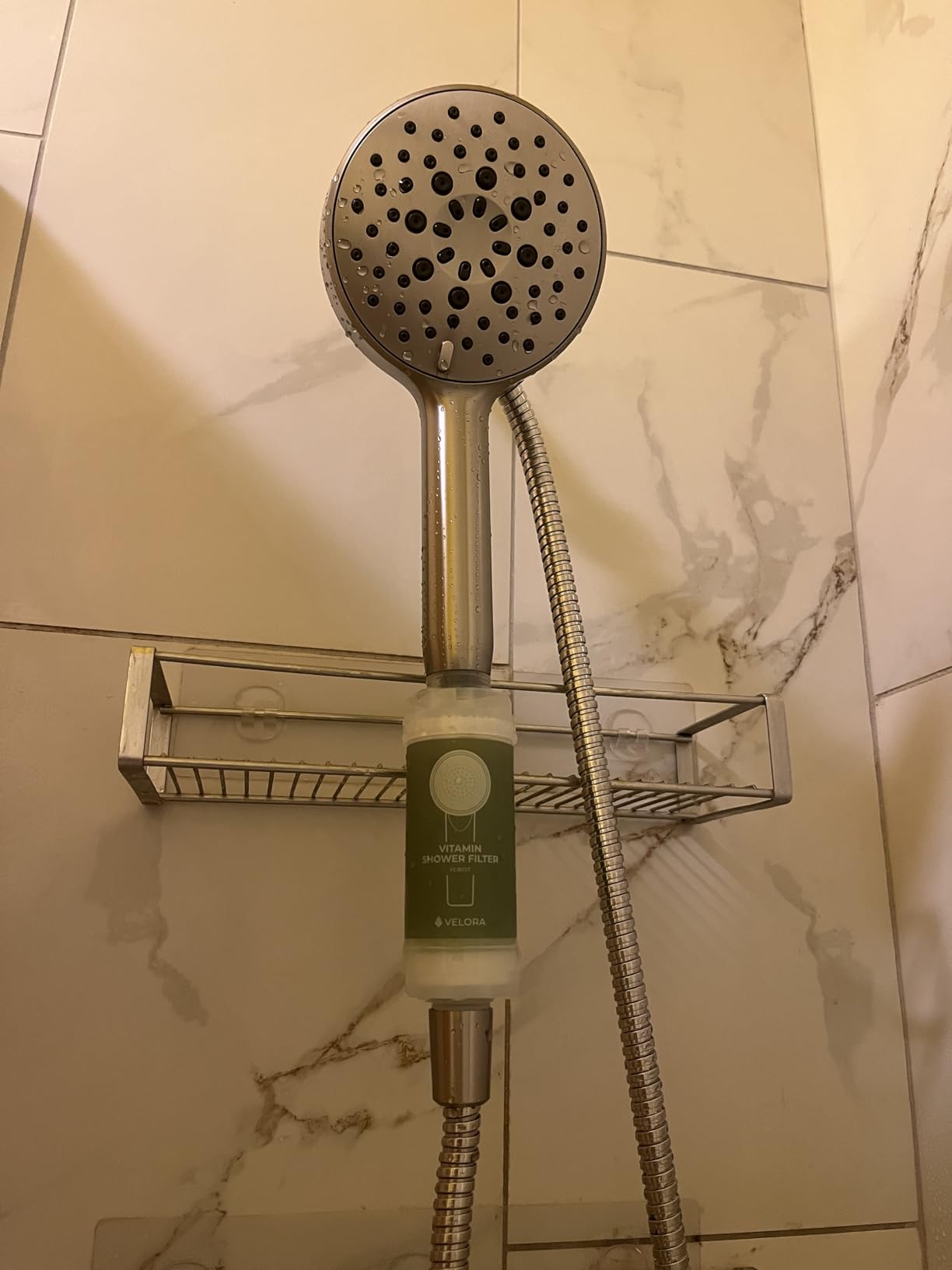 VELORA Vitamin C Shower Filter and Water Softener for Hard Water - Aromatherapy Shower Head Attachment - Universal Fit, No Tools - Forest-Scented customer photo 1