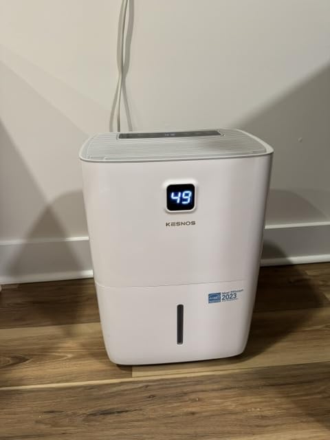 Kesnos 2,500 Sq. Ft. Energy Star 2025 Dehumidifier for Home & Basement, Ideal for Bedroom with Ultra Quiet 36 dB, 0.39-Gallon Water Tank with Drain Hose, 4 Pre-Set Modes, Auto Defrost, Timer customer photo 1