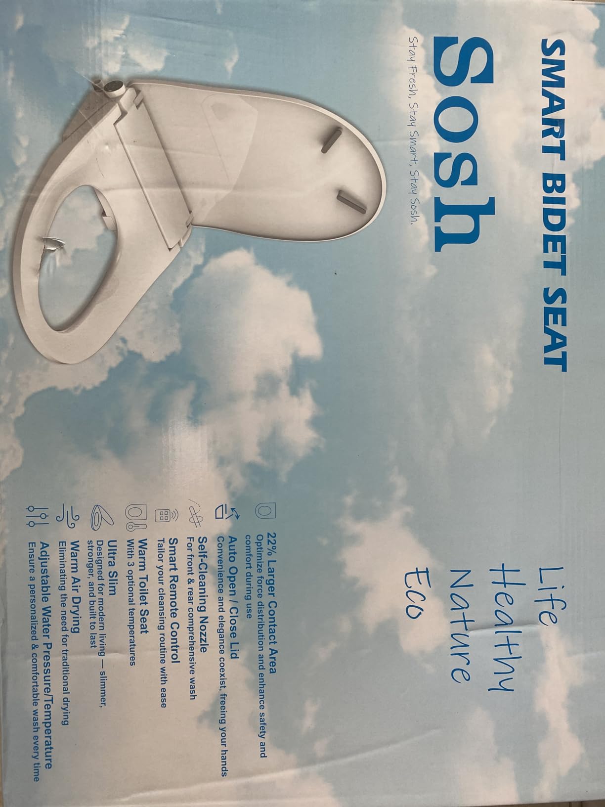 Sosh Auto Open Lid Bidet Seat, Smart Max Electric Toilet Seat with Instant Warm Water, Dryer, Front and Rear Wash, Remote Control, Self-Cleaning Nozzle, Eco Mode customer photo 1
