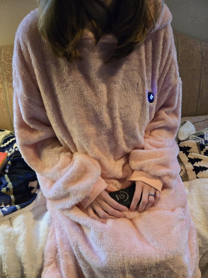 Double-Sided 12V Wearable Heated Blanket,15000mAh Heated Blanket Battery Operated,Cordless Electric Heating Poncho Blanket,Portable Heated Throw Blanket Hoodie 3 Heat set for Car,Outdoor,Camping,Party customer photo 1