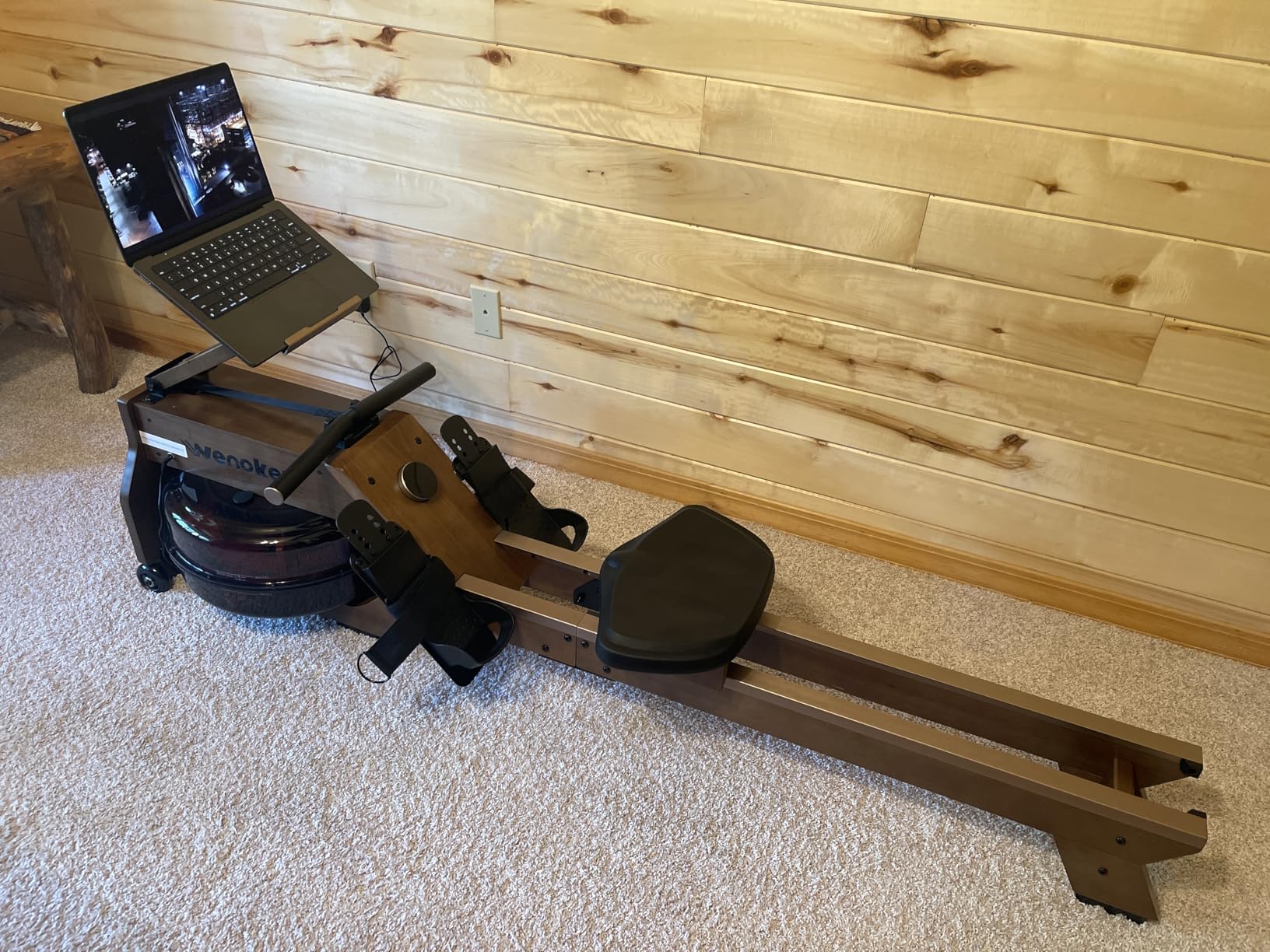 Water Rowing Machine for Home Use, WENOKER Wooden Foldable Rower Machine with Dedicated Monitor & Bluetooth APP, Large Water Tank & Comfortable Seat for Immersive Water Rower, 350LBS Weight Capacity customer photo 2