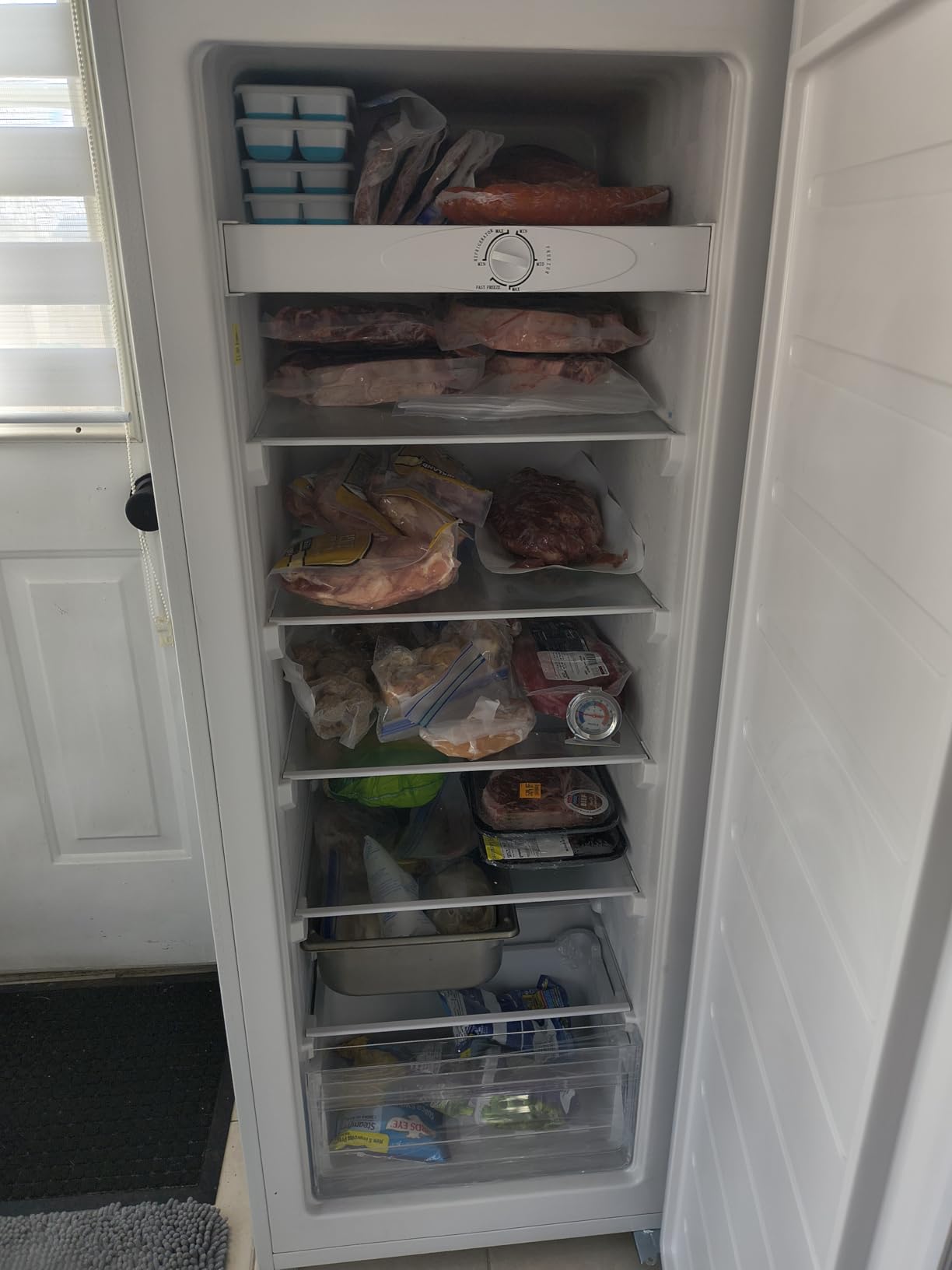 Upstreman 7.0 Cu.Ft Upright Freezer, Large Capacity Stand Up Freezer with 5 Adjustable Shelves, Convertible Refrigerator/Freezer, Reversible Door for Home, Basement, Apartment, White customer photo 2