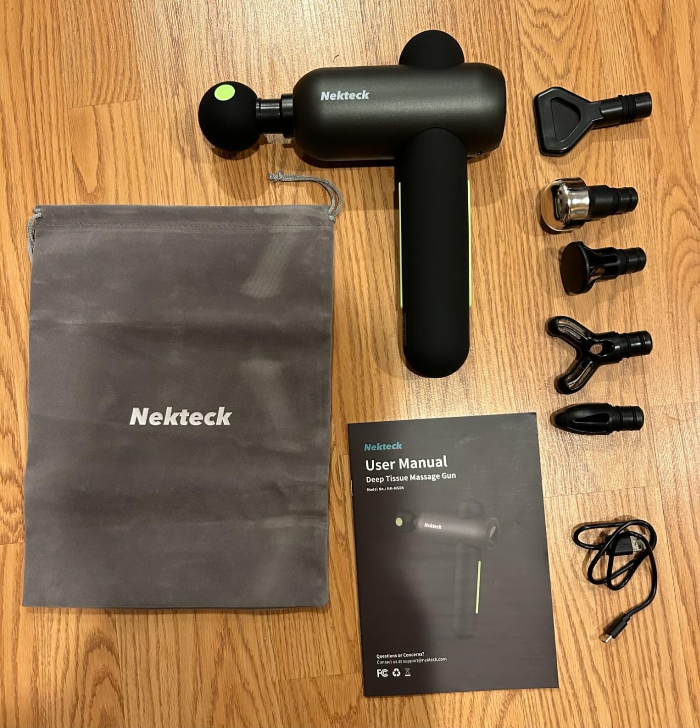 Nekteck Massage Gun Deep Tissue - 12mm Amplitude, 30 Speeds, Full-Body Muscle Relaxation Device with 5-Head for Pain Relief, Quiet USB-C Rechargeable Percussion Muscle Massager for Home Office Travel customer photo 2