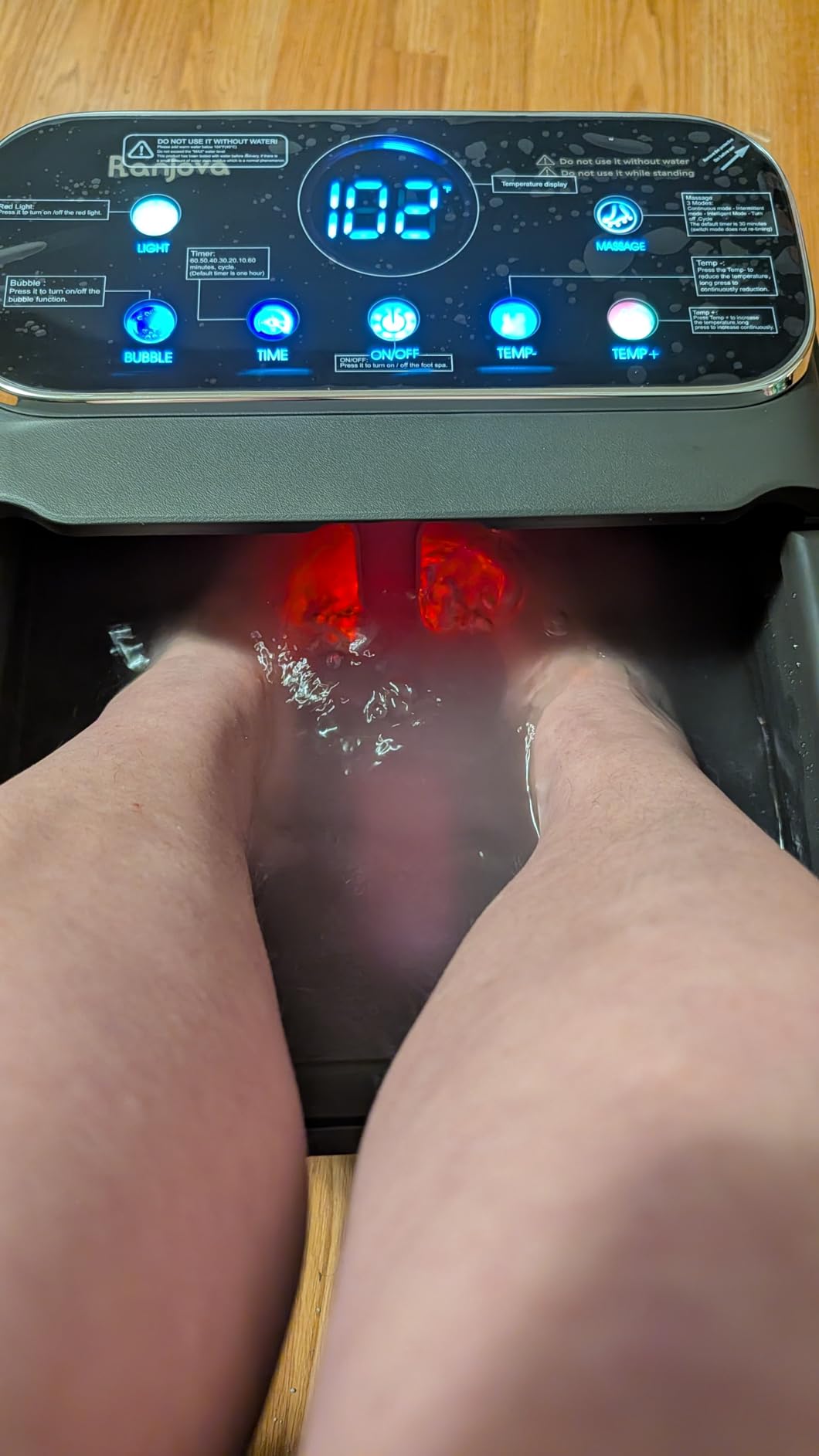 Ranjova Foot Spa Electric Rotary Massage, with Touchscreen Pro Color Display, Collapsible Foot Bath with Heat, Bubble, Remote Control, Temp Control, and 24 Motorized Shiatsu Massage Balls (Dark Grey) customer photo 2