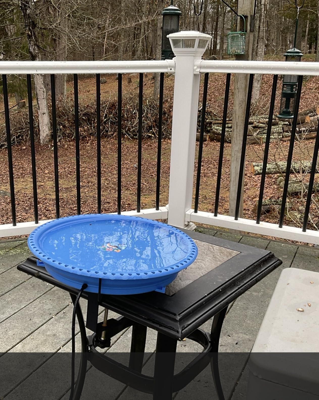 Daoeny Heated Bird Baths for Outdoors, Upgraded 100W Thermostatically Controlled Heated Bird Bath Deicer Deck Mounted, Heated Bird Bath Bowl for Deck Railing Winter Garden Yard Patio (Khaki) customer photo 2