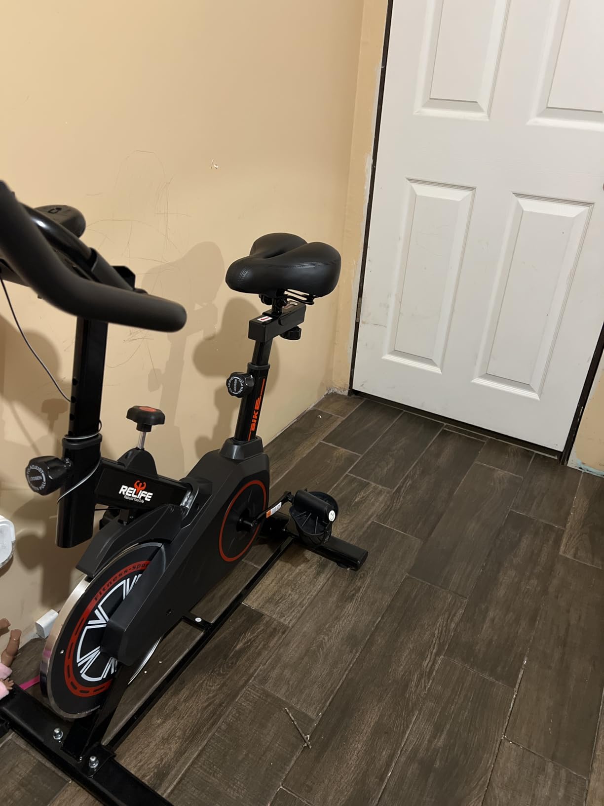 RELIFE REBUILD YOUR LIFE Exercise Bike Stationary for Home Indoor, Cycling Bike with Silent Belt Drive for Home Cardio, Brake Pad Resistance with Adjustable & Comfort Seat/PAD Holder/LCD Monitor customer photo 2