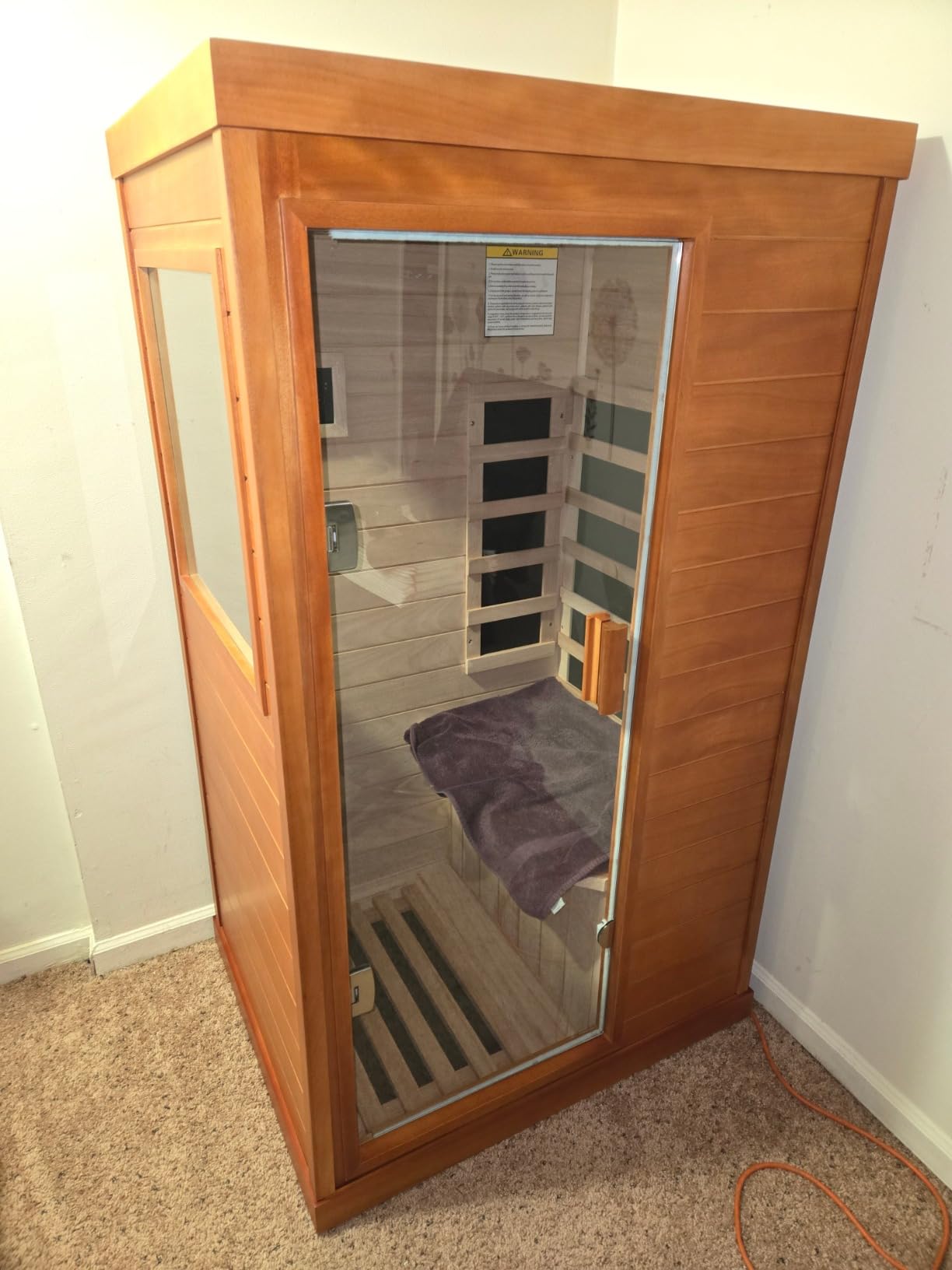 Outdoor Traditional Sauna, 4 Person Outdoor Sauna Barrel Steam Sauna 4.5KW/240V Stove Heater, Finnish Carbonized Spruce with Wooden Barrel, Spoon, Sauna Stone, LED Lights - Sauna 59