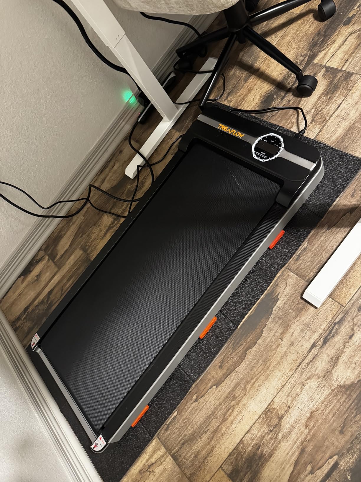 TREAFLOW Walking Pad Portable Under Desk Treadmill with Incline 2.5HP for Home Office 265 lbs Capacity Remote Control LED customer photo 2