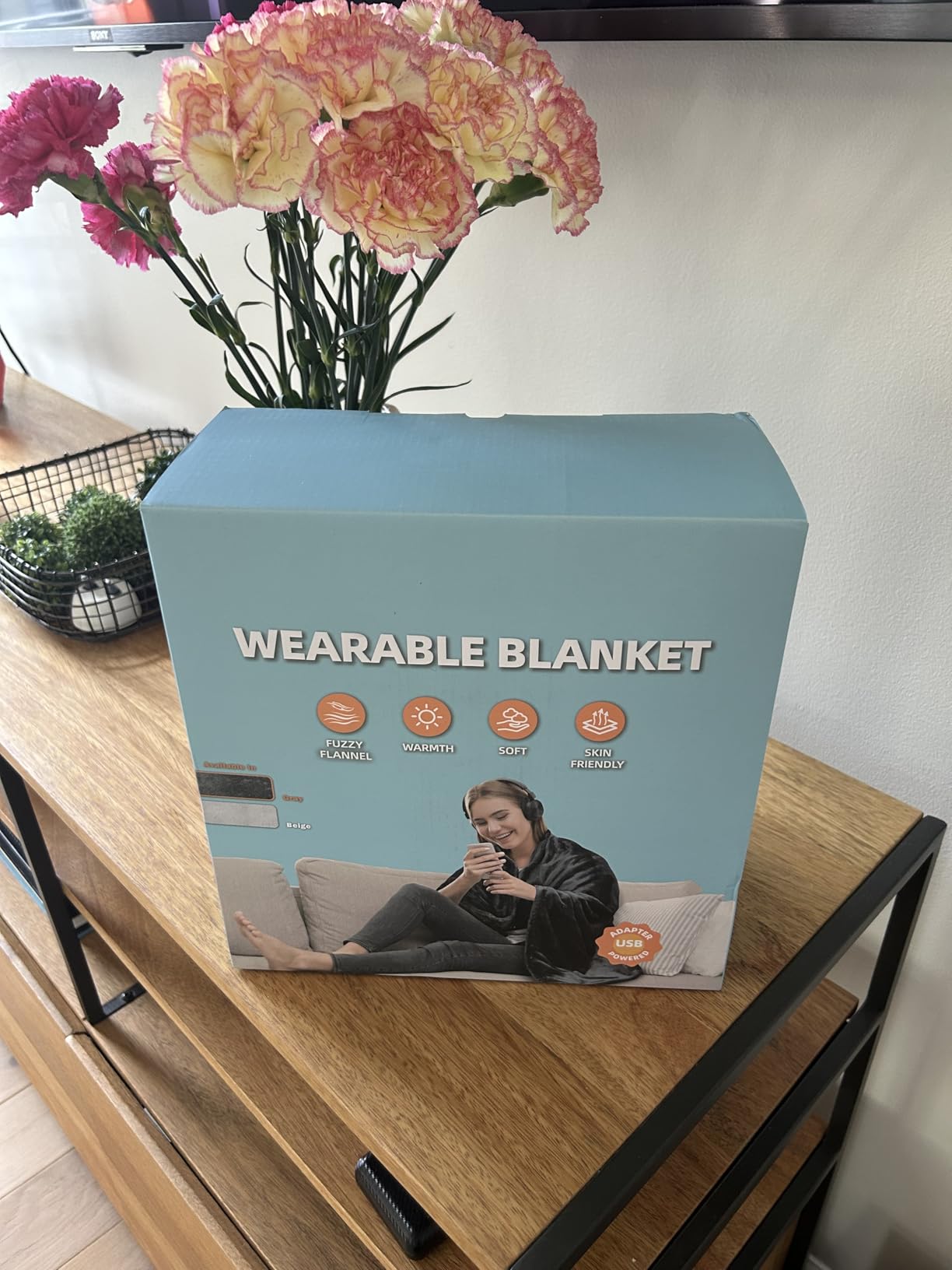 Cordless Heated Blanket with Hood, Rechargeable Wearable Heated Blanket Battery Powered with Strong Battery, 9 Heating Zones, 3 Levels, Portable Heated Throw Blanket, Camping (Midnight Flannel) customer photo 1