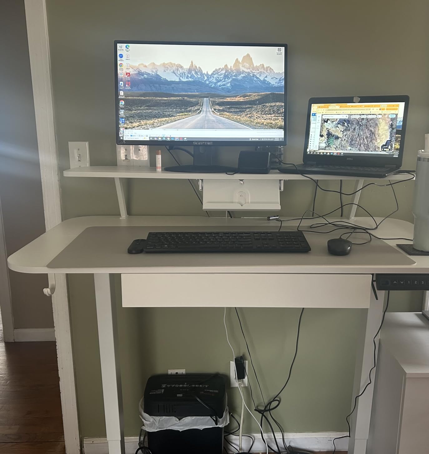 GTPLAYER Electric Standing Desk with Drawers, 48 x 24 Inches Height Adjustable Computer Desk with Monitor Stand, Laptop Stand, Sit Stand up Desk with Memory Preset for Home, Office, White customer photo 2