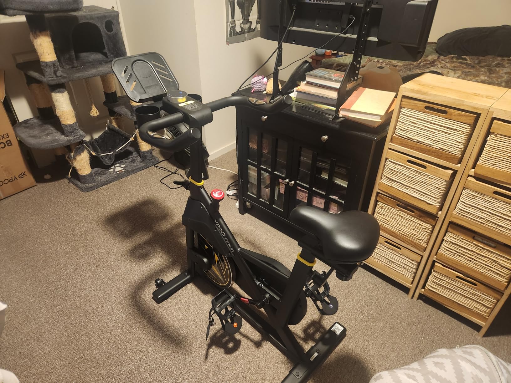 YPOO Exercise Bike, Adjustable Magnetic Resistance Stationary Bikes for Home Cardio with Exclusive App, Indoor Bike with 330lbs Weight Capacity Comfortable Seat, Tablet Mount and Fitness Courses customer photo 2